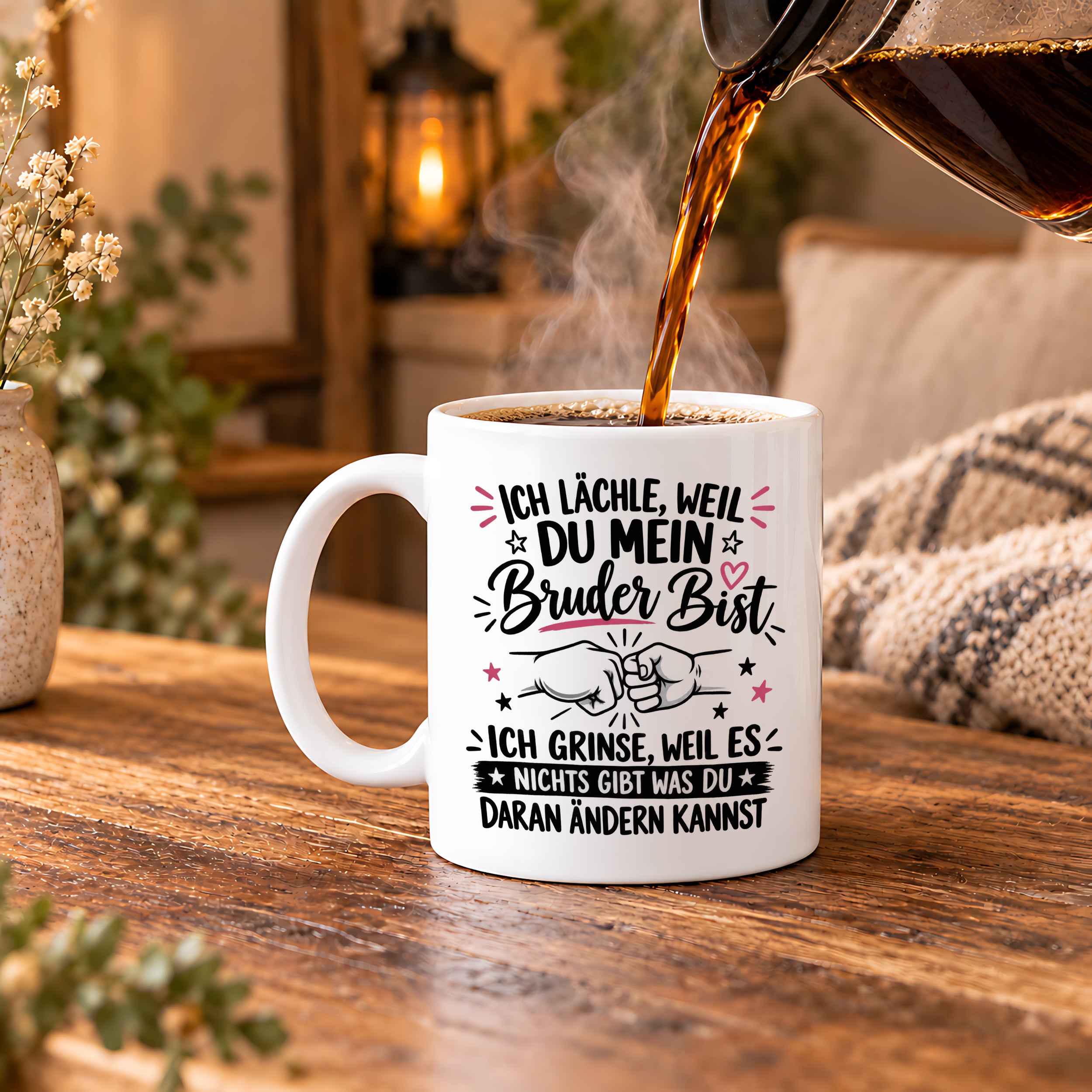Herzbotschaft Tasse Bruder Geschenk lustiger Spruch Geschwister 330 ml