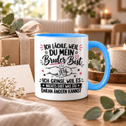 Herzbotschaft Tasse Bruder Geschenk lustiger Spruch Geschwister 330 ml