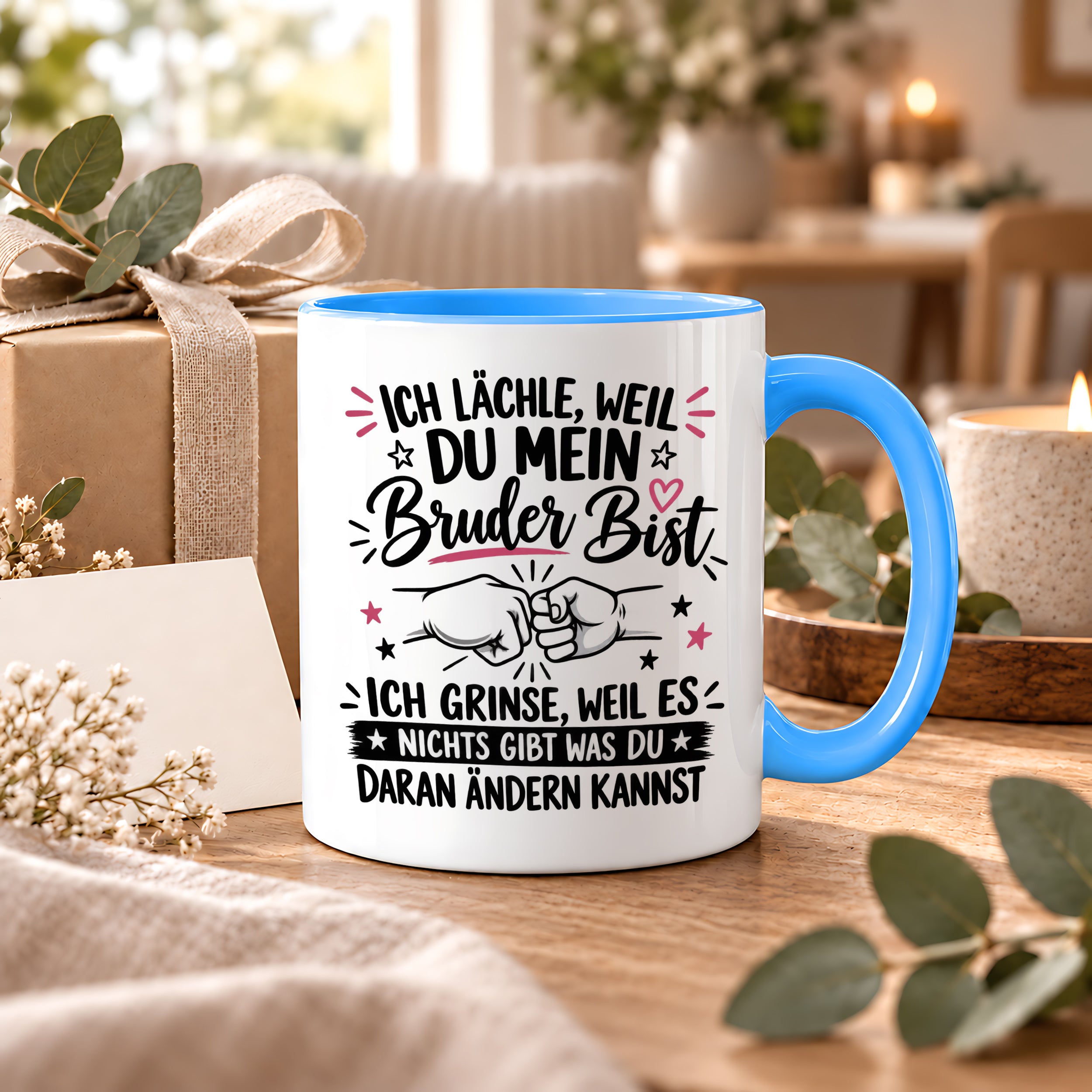 Herzbotschaft Tasse Bruder Geschenk lustiger Spruch Geschwister 330 ml