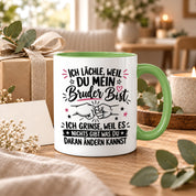 Herzbotschaft Tasse Bruder Geschenk lustiger Spruch Geschwister 330 ml