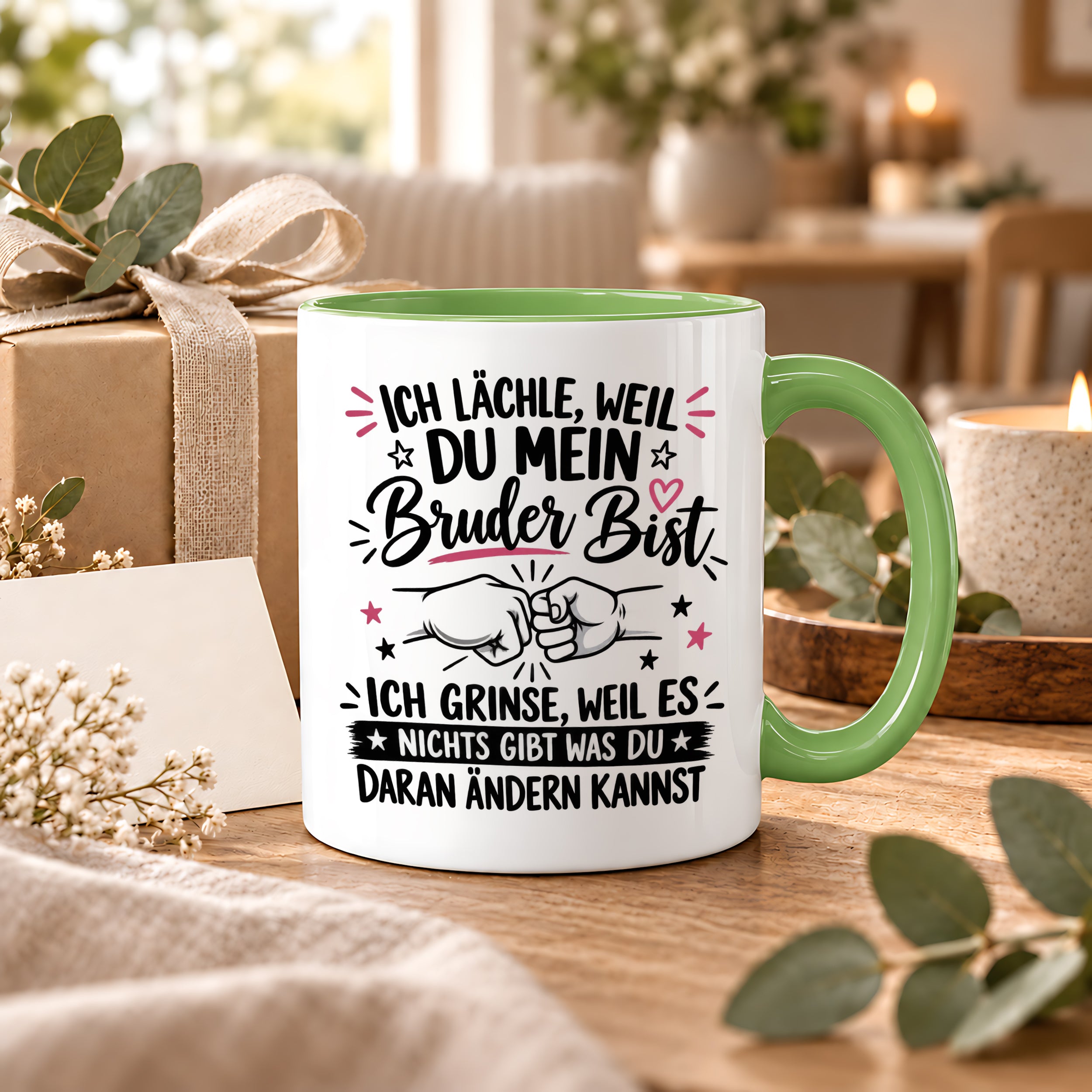 Herzbotschaft Tasse Bruder Geschenk lustiger Spruch Geschwister 330 ml