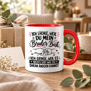 Herzbotschaft Tasse Bruder Geschenk lustiger Spruch Geschwister 330 ml