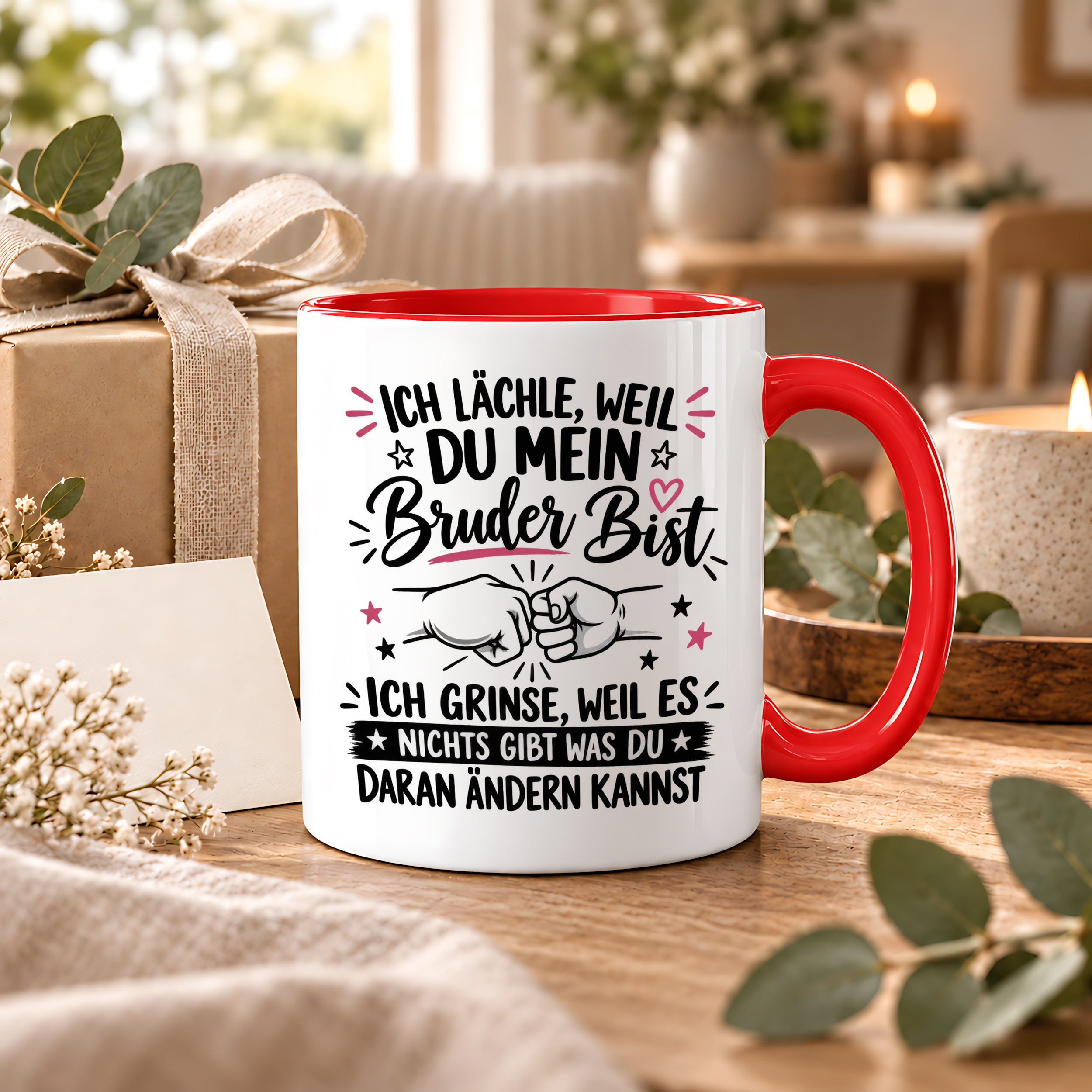 Herzbotschaft Tasse Bruder Geschenk lustiger Spruch Geschwister 330 ml