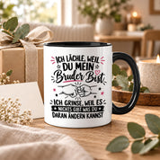 Herzbotschaft Tasse Bruder Geschenk lustiger Spruch Geschwister 330 ml