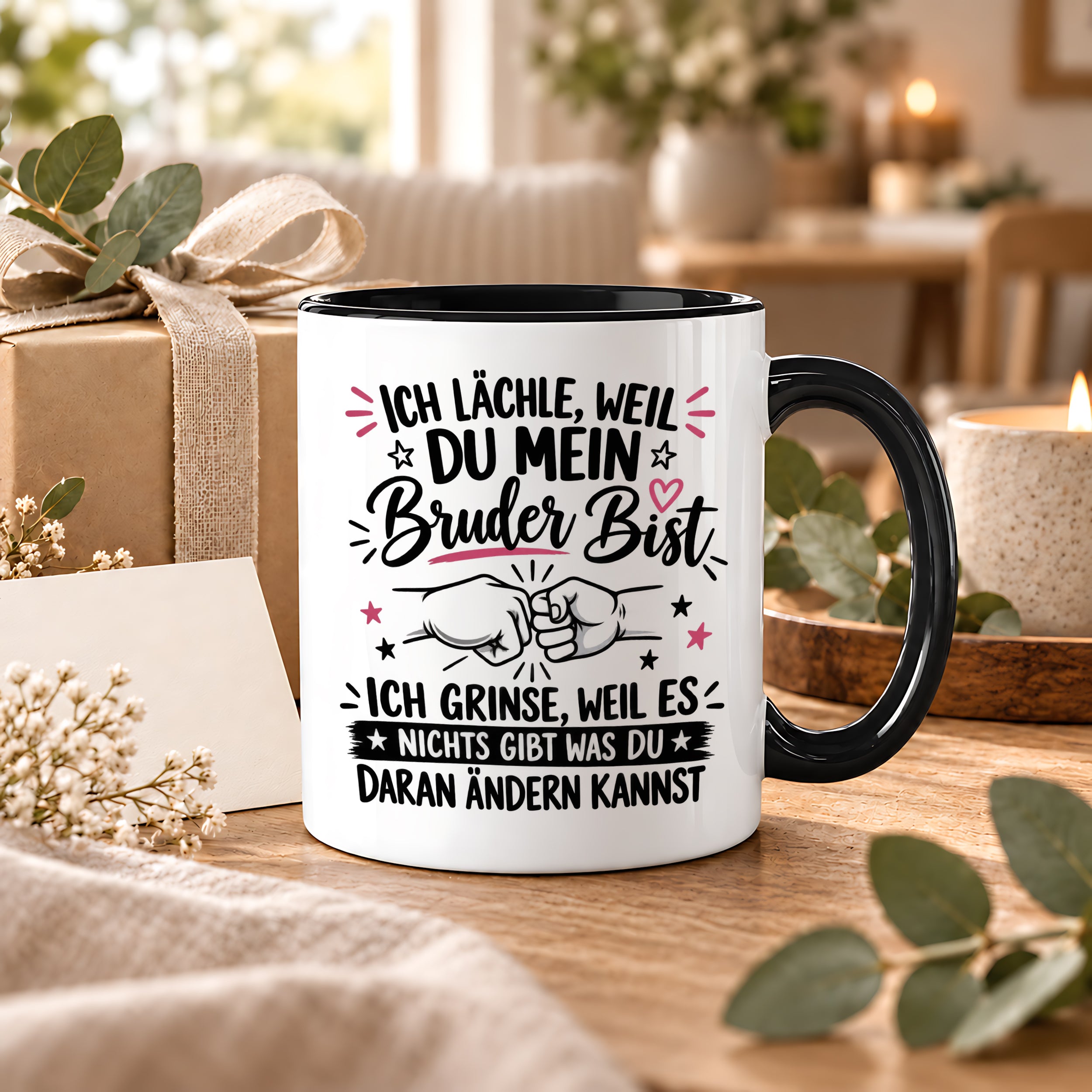 Herzbotschaft Tasse Bruder Geschenk lustiger Spruch Geschwister 330 ml