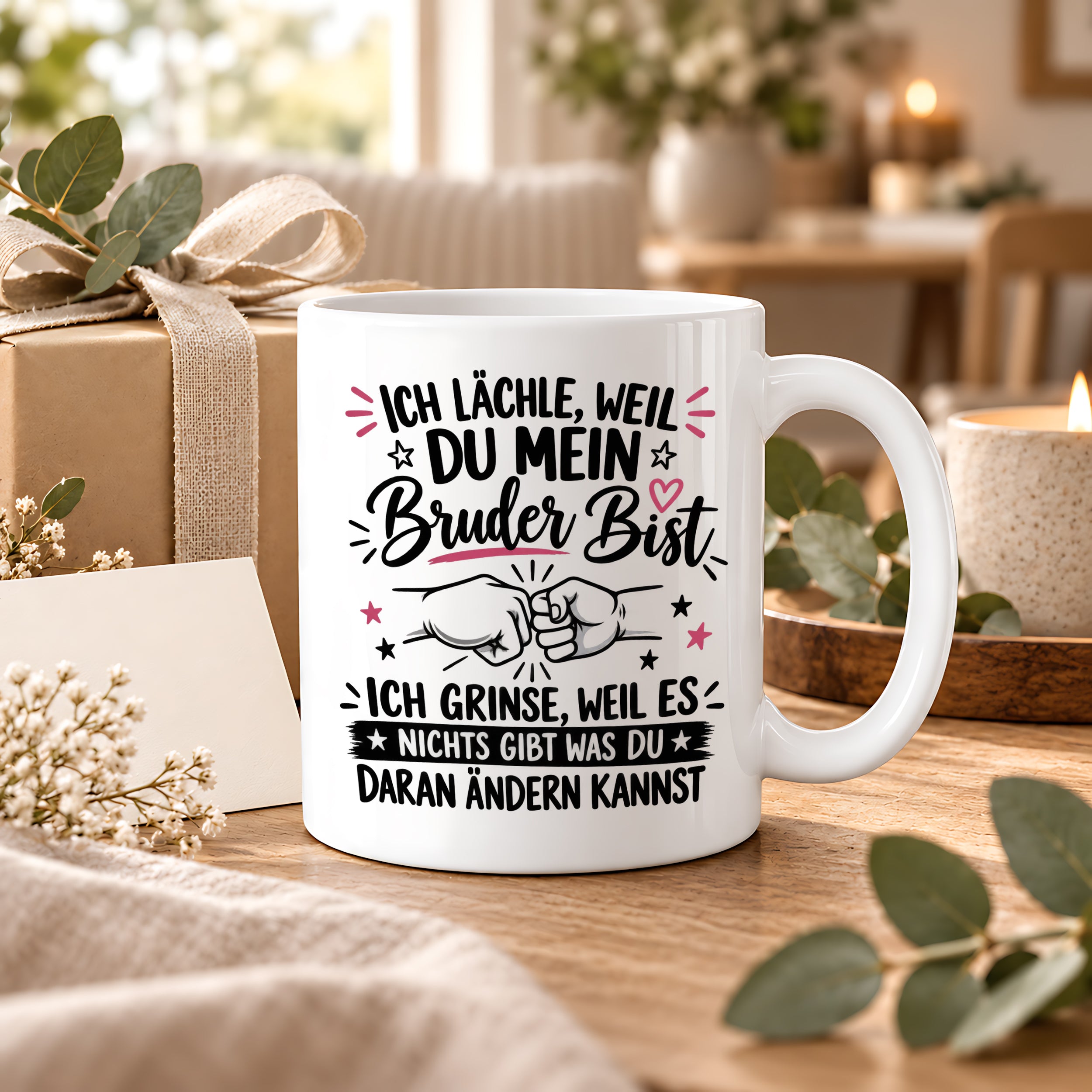 Herzbotschaft Tasse Bruder Geschenk lustiger Spruch Geschwister 330 ml