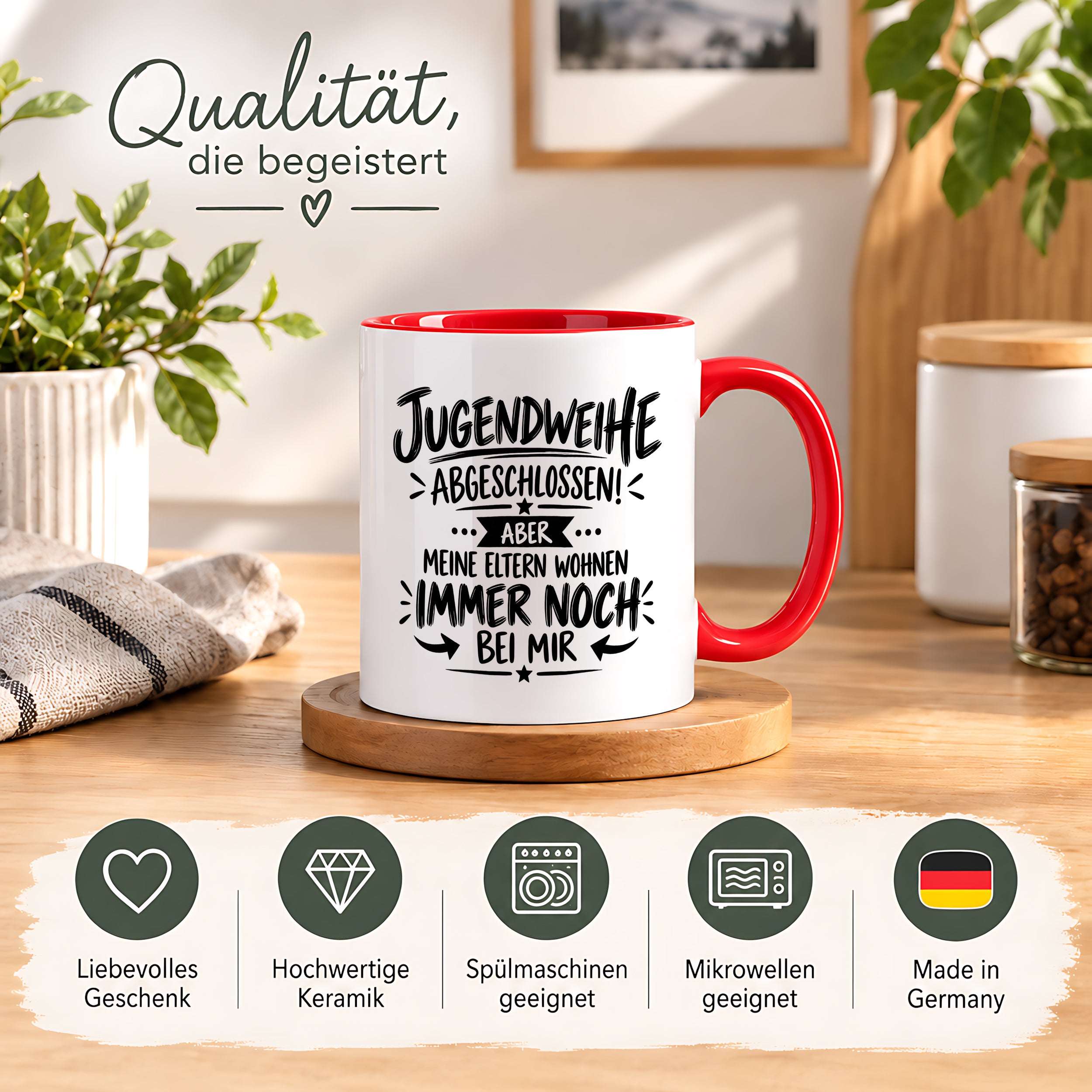 Herzbotschaft Tasse Jugendweihe Geschenk lustig 330 ml