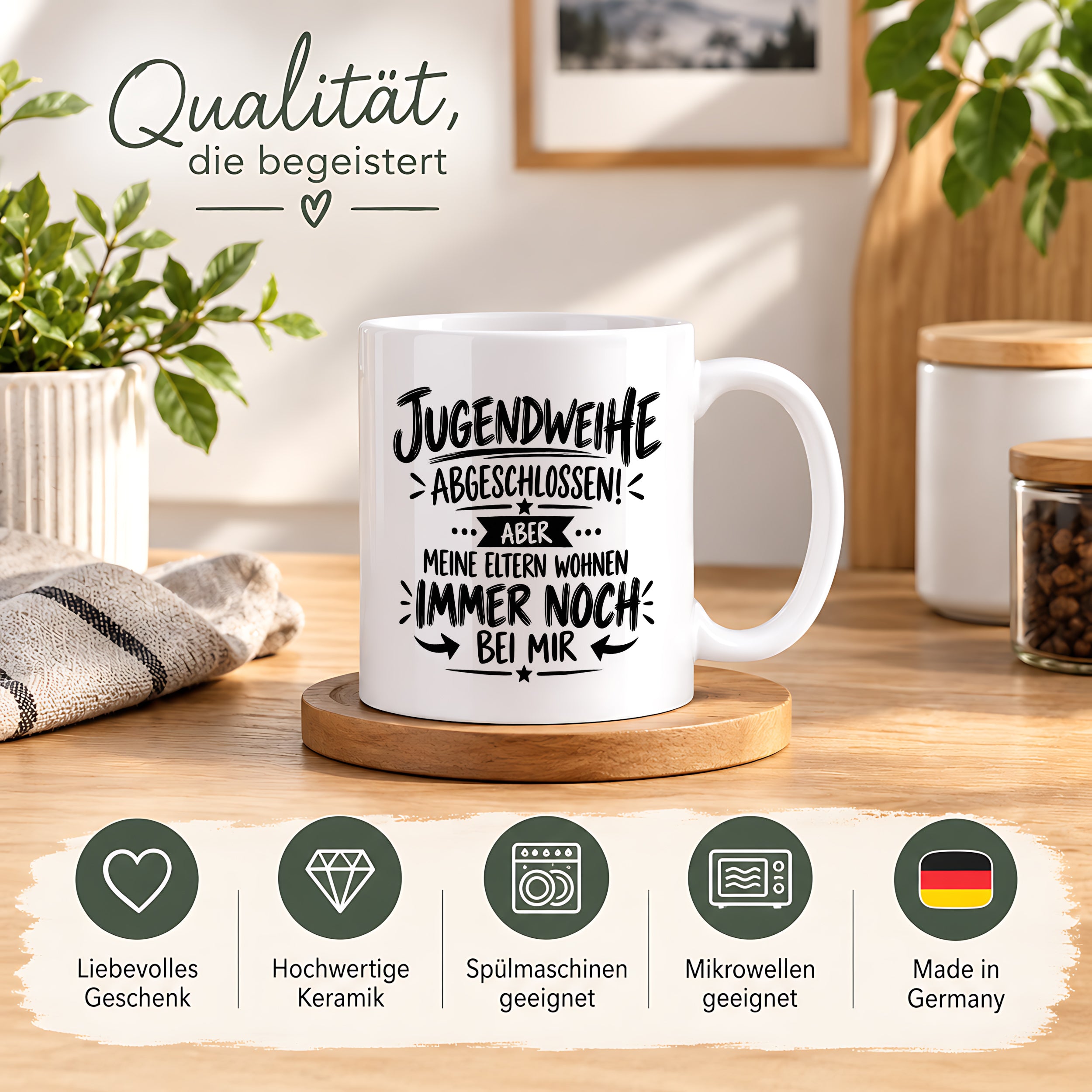 Herzbotschaft Tasse Jugendweihe Geschenk lustig 330 ml