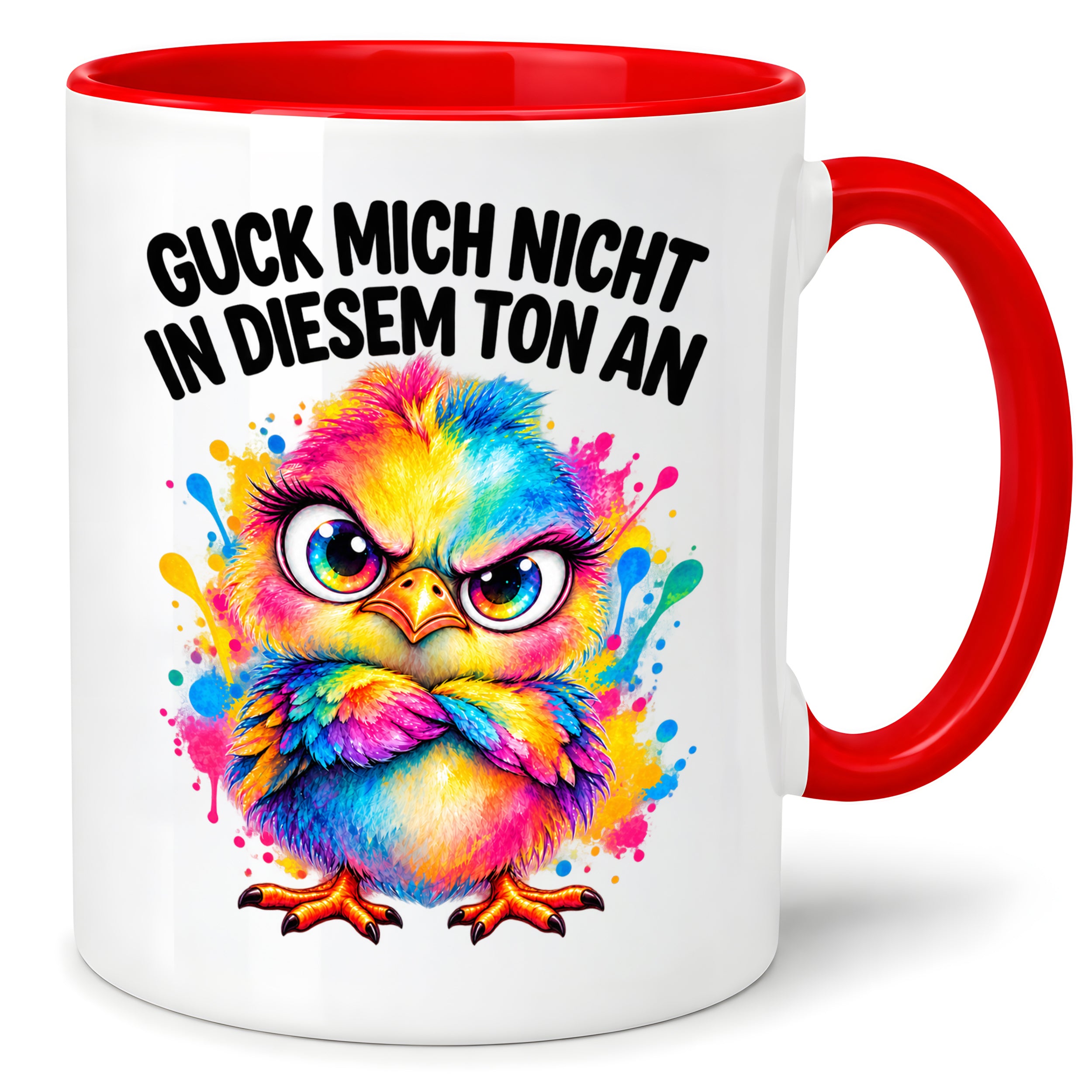 Herzbotschaft Tasse Guck mich nicht so an lustiger Spruch 330 ml