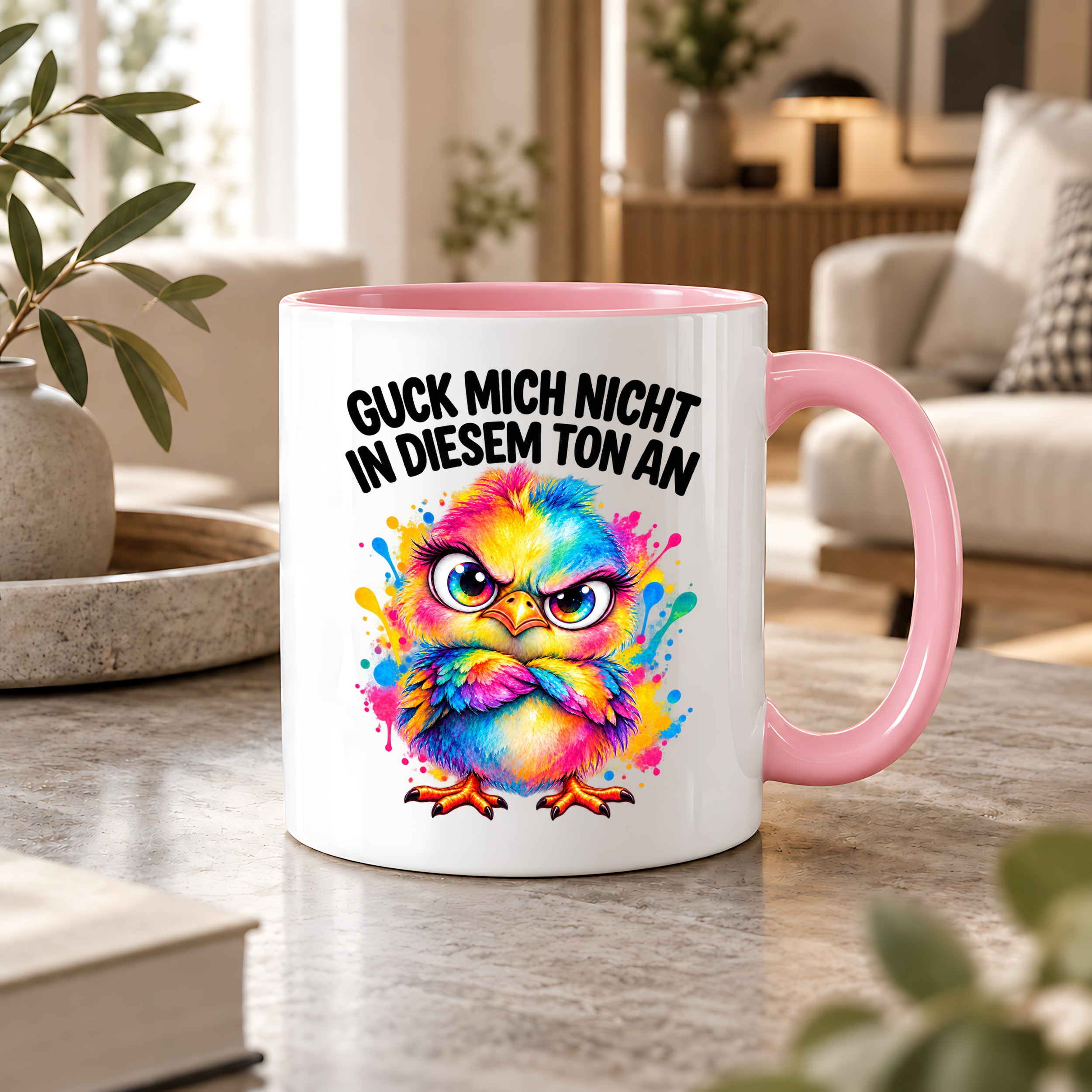 Herzbotschaft Tasse Guck mich nicht so an lustiger Spruch 330 ml
