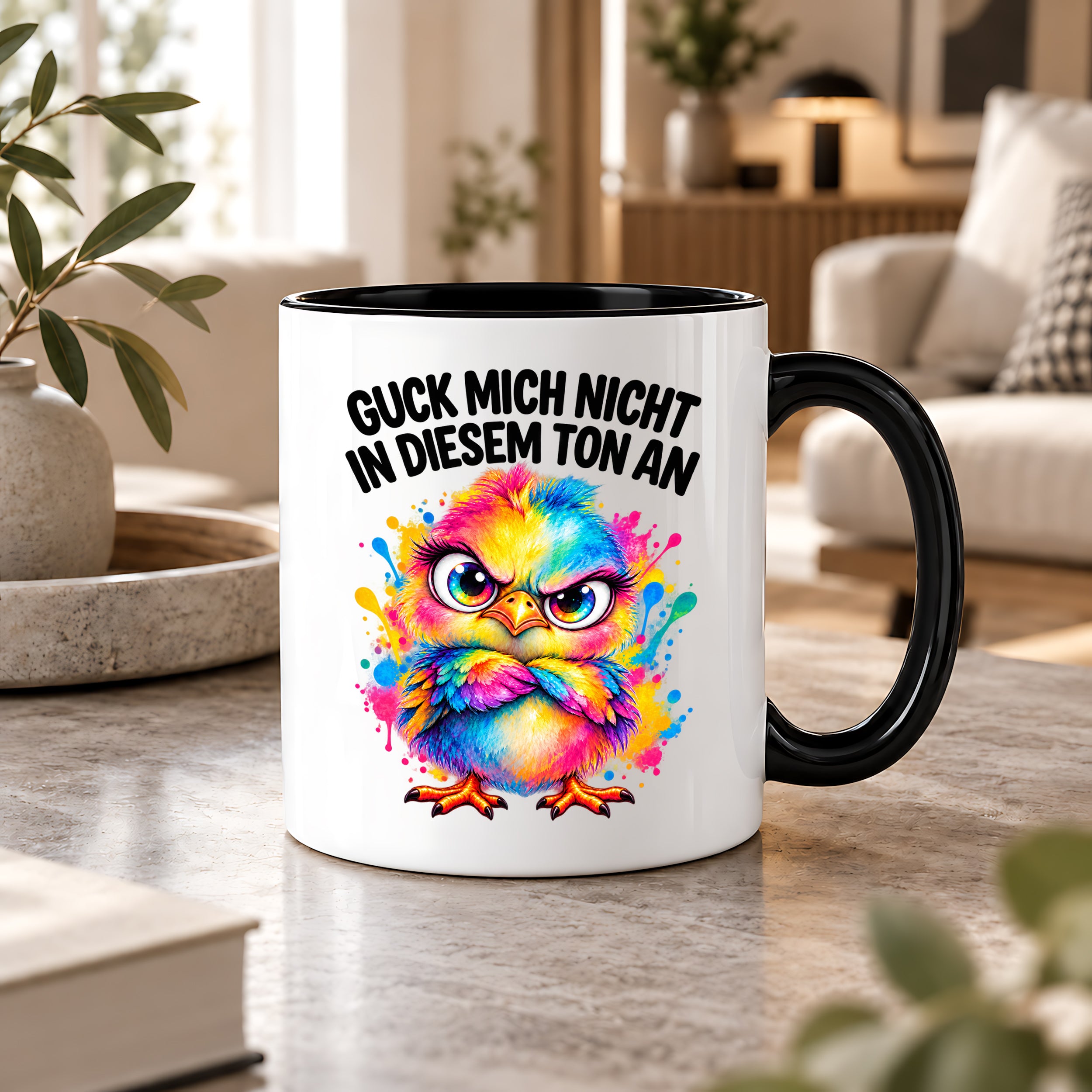 Herzbotschaft Tasse Guck mich nicht so an lustiger Spruch 330 ml