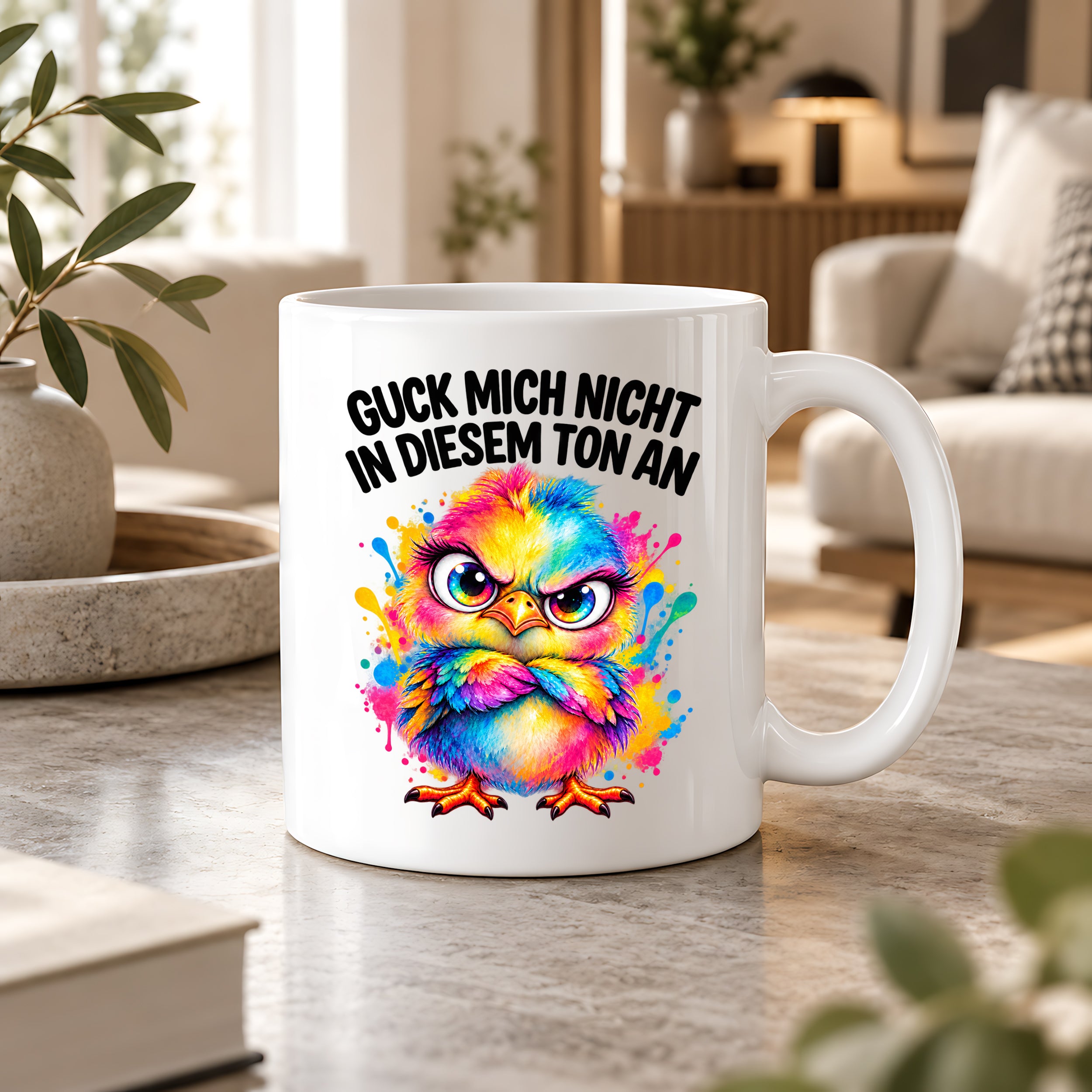 Herzbotschaft Tasse Guck mich nicht so an lustiger Spruch 330 ml