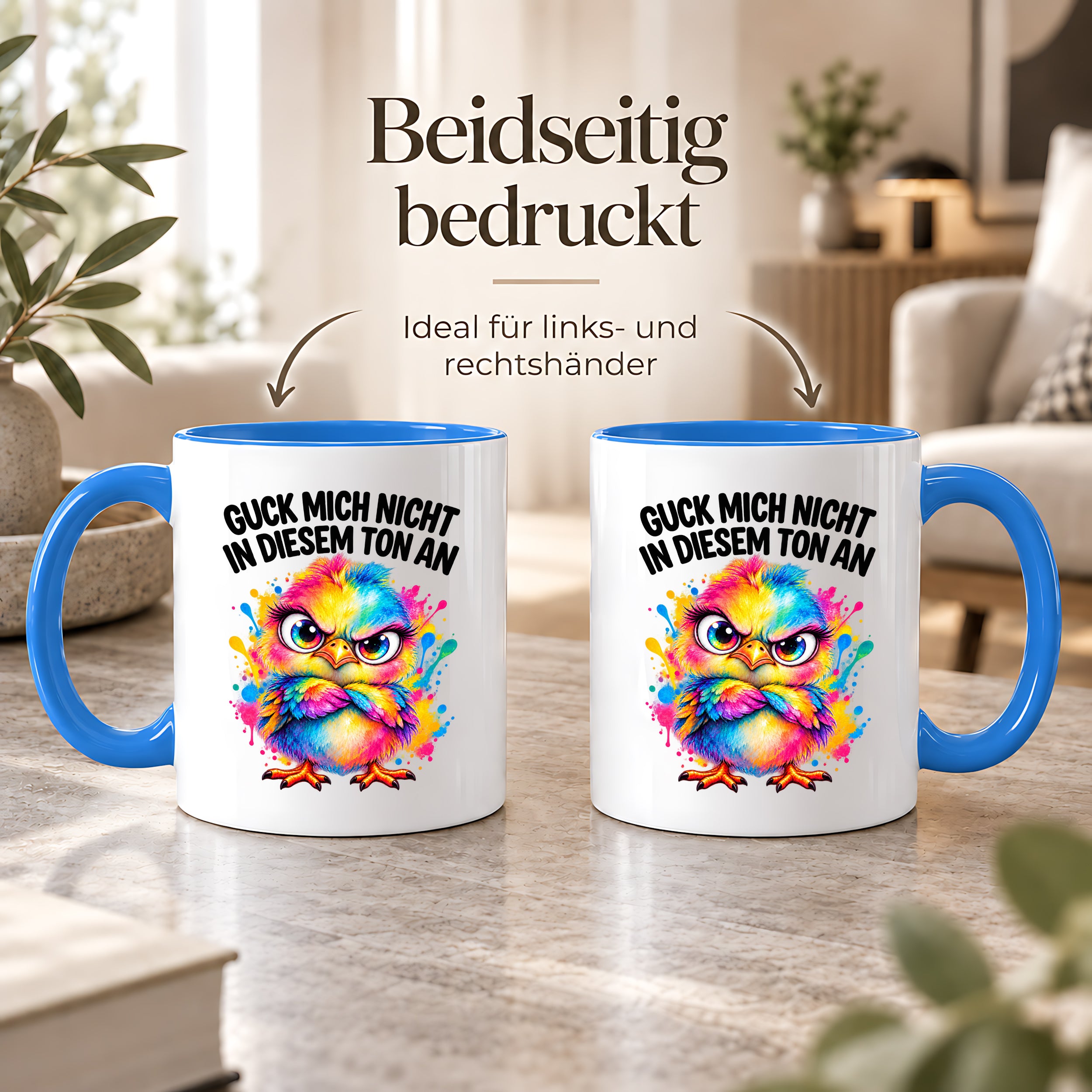 Herzbotschaft Tasse Guck mich nicht so an lustiger Spruch 330 ml