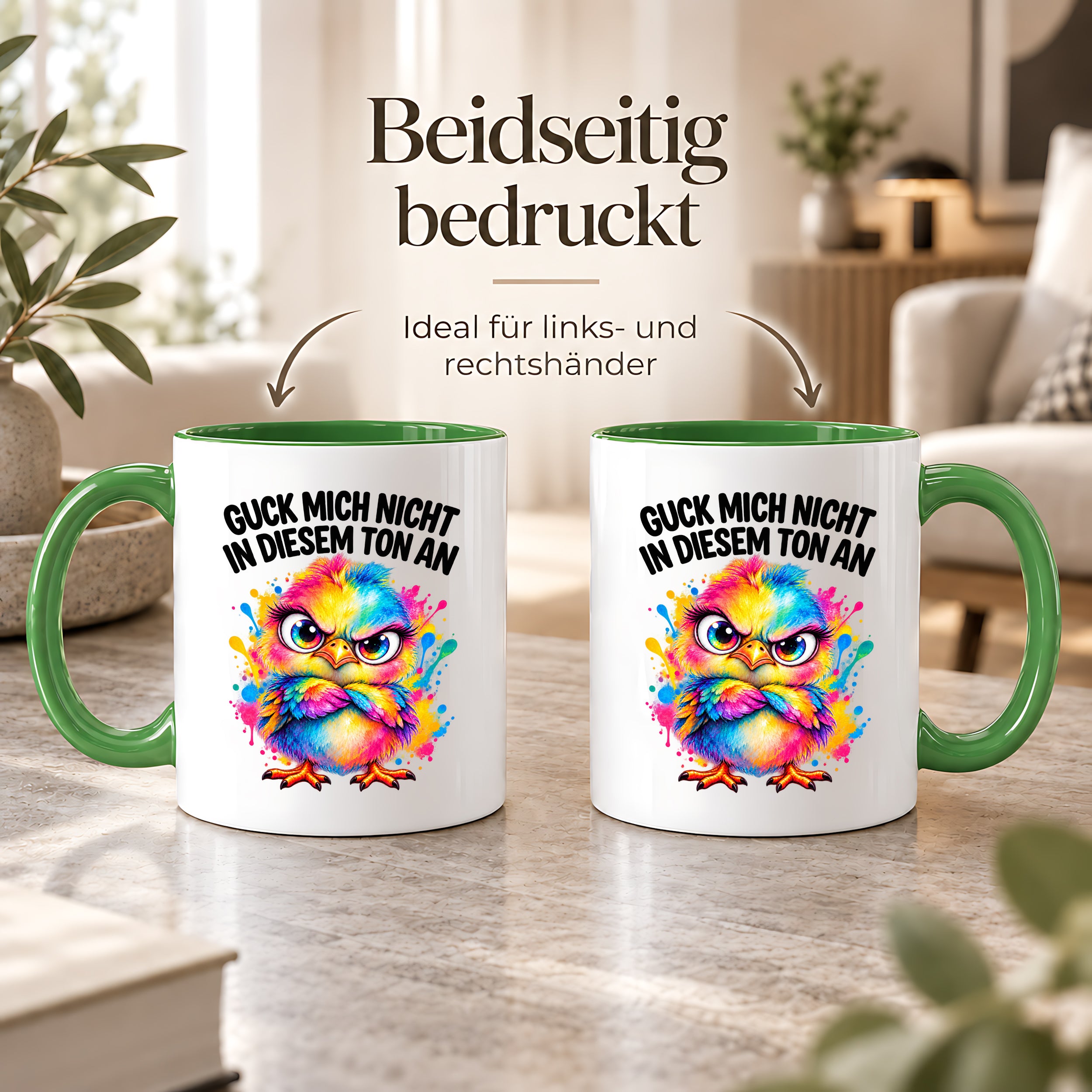 Herzbotschaft Tasse Guck mich nicht so an lustiger Spruch 330 ml