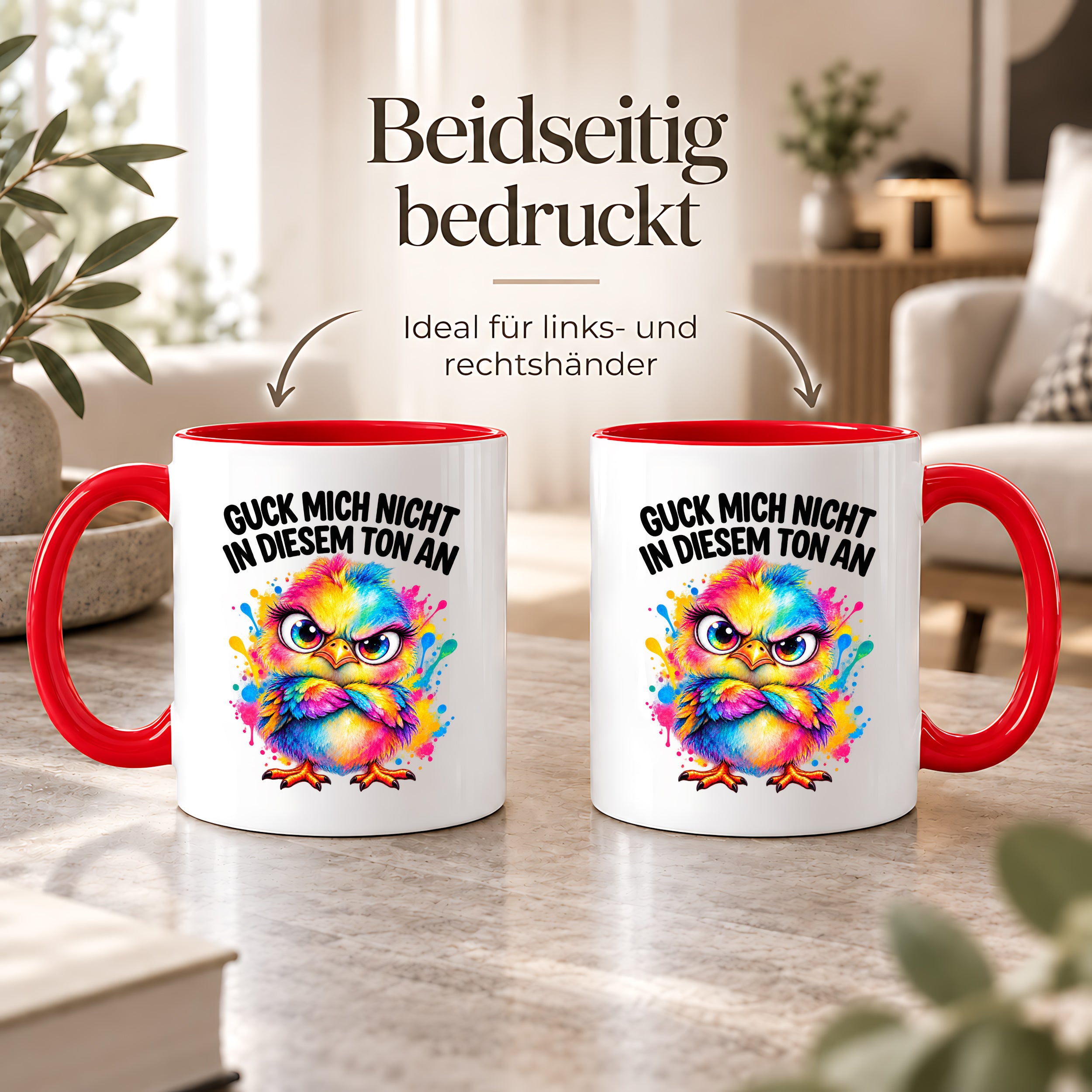 Herzbotschaft Tasse Guck mich nicht so an lustiger Spruch 330 ml
