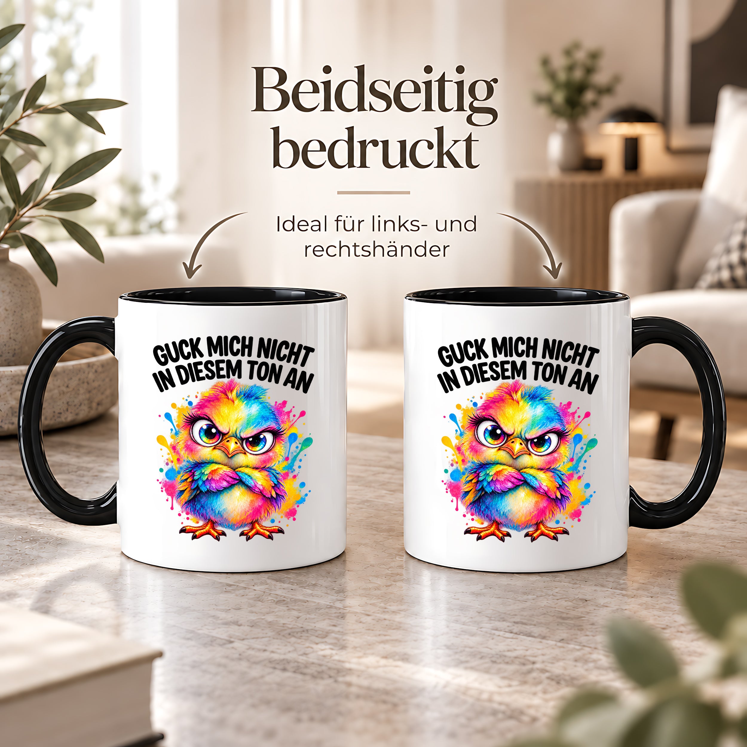Herzbotschaft Tasse Guck mich nicht so an lustiger Spruch 330 ml