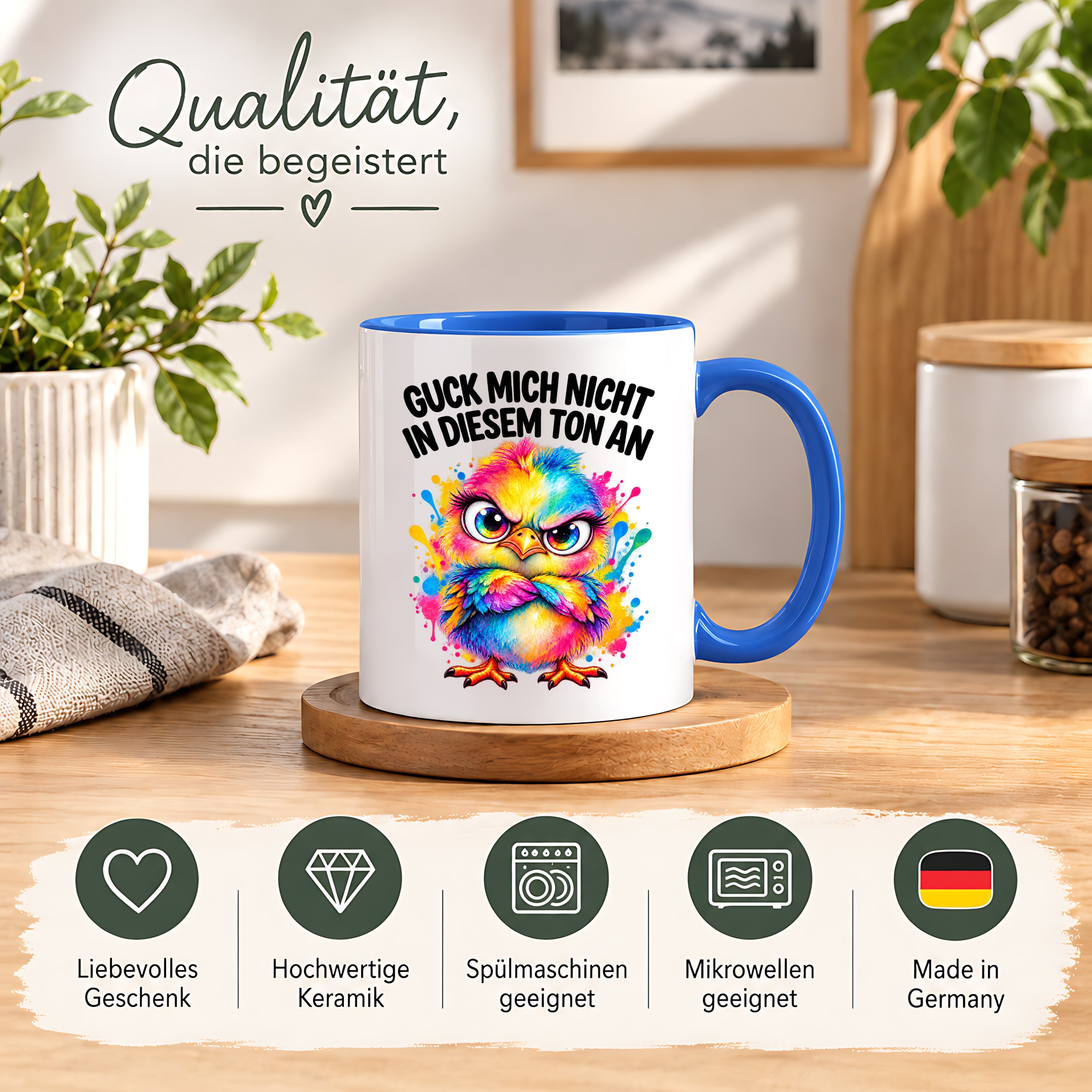 Herzbotschaft Tasse Guck mich nicht so an lustiger Spruch 330 ml