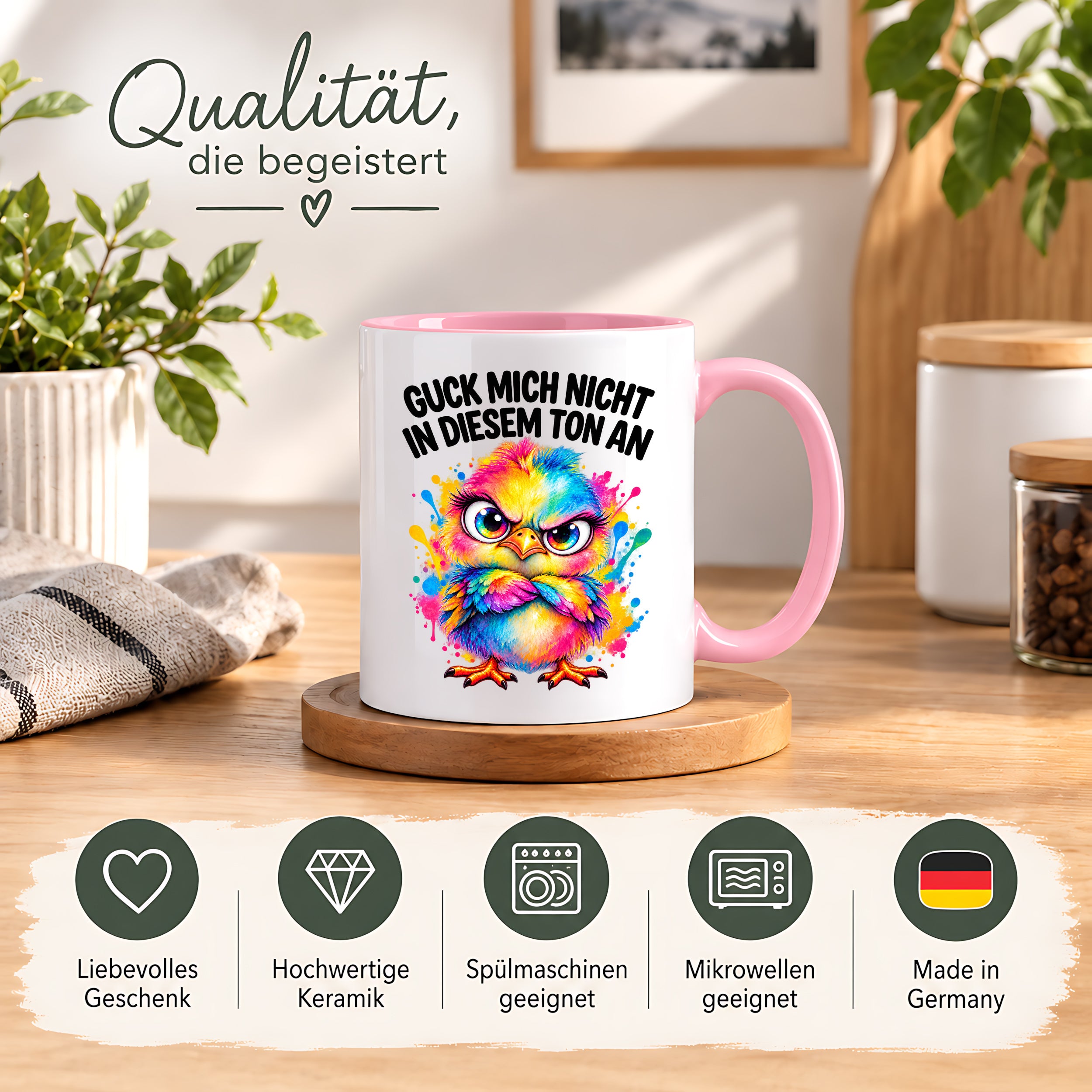 Herzbotschaft Tasse Guck mich nicht so an lustiger Spruch 330 ml
