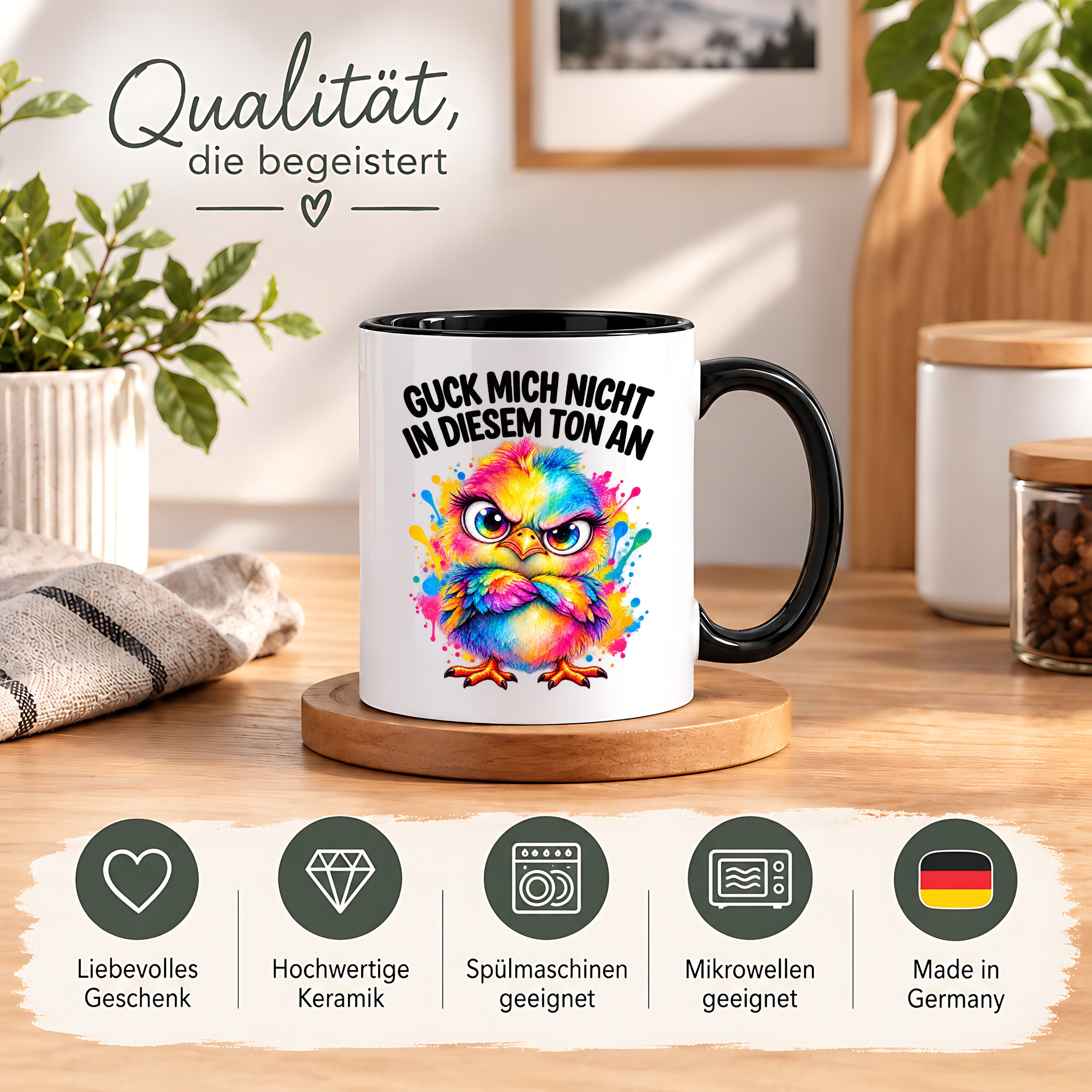 Herzbotschaft Tasse Guck mich nicht so an lustiger Spruch 330 ml