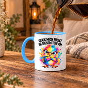 Herzbotschaft Tasse Guck mich nicht so an lustiger Spruch 330 ml