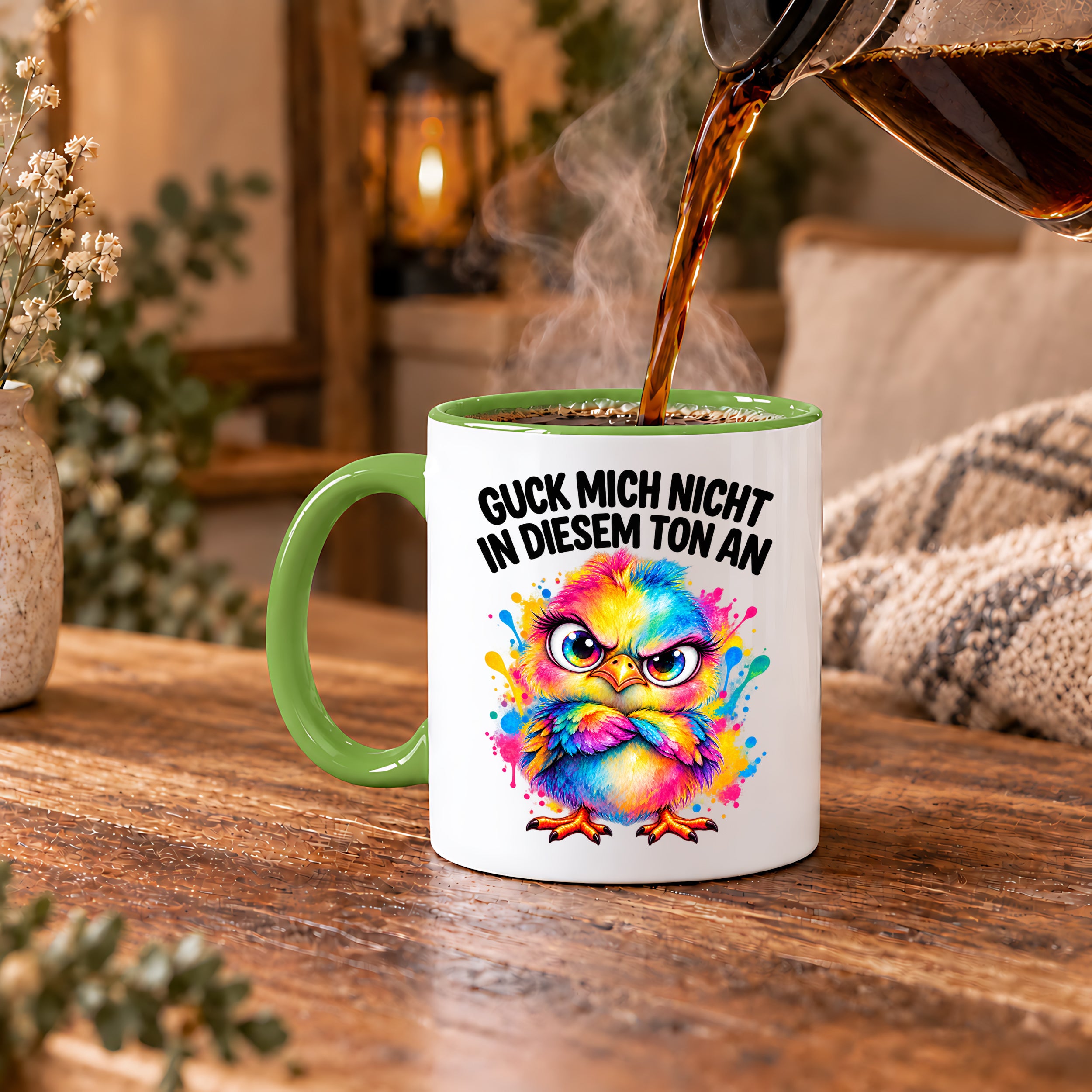 Herzbotschaft Tasse Guck mich nicht so an lustiger Spruch 330 ml