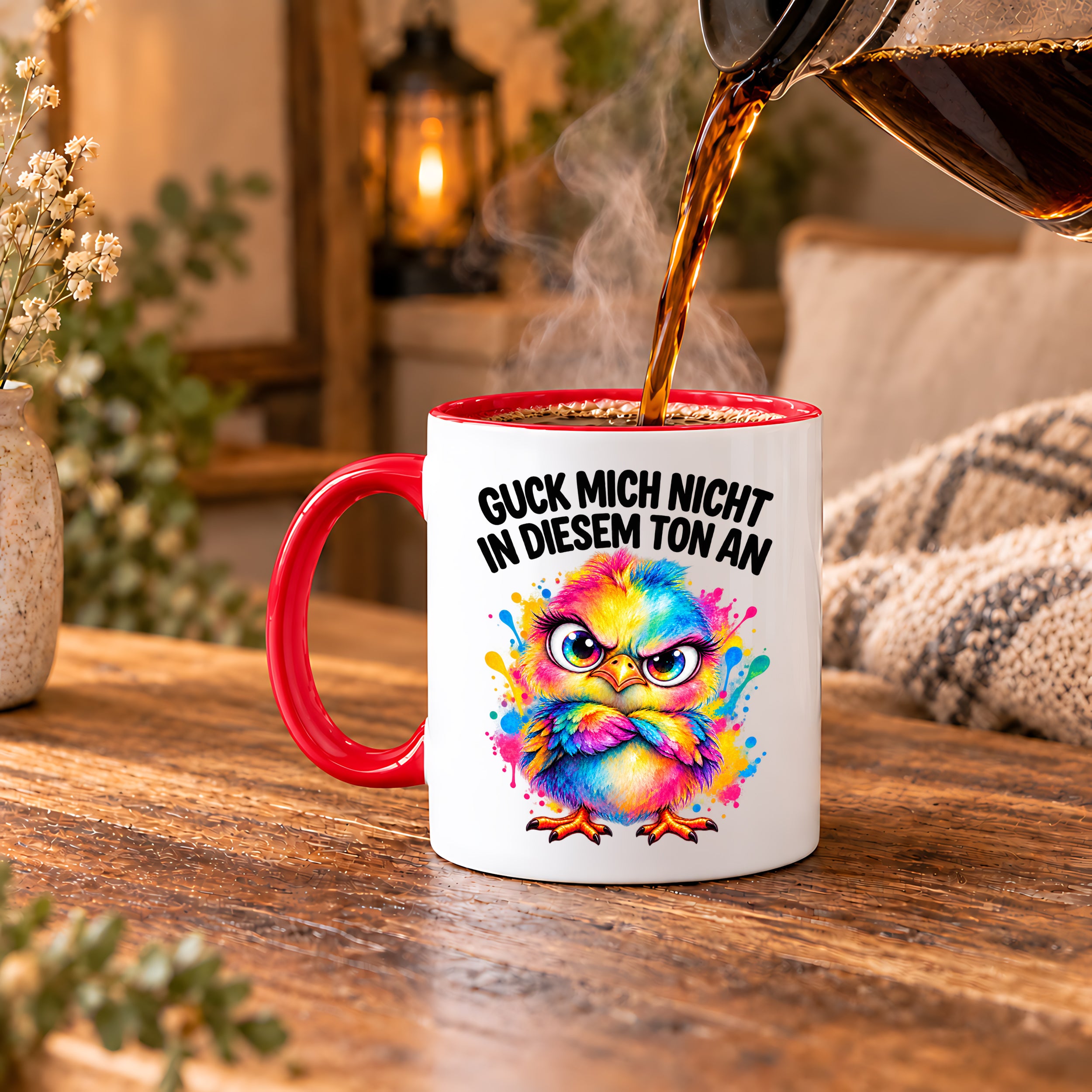 Herzbotschaft Tasse Guck mich nicht so an lustiger Spruch 330 ml