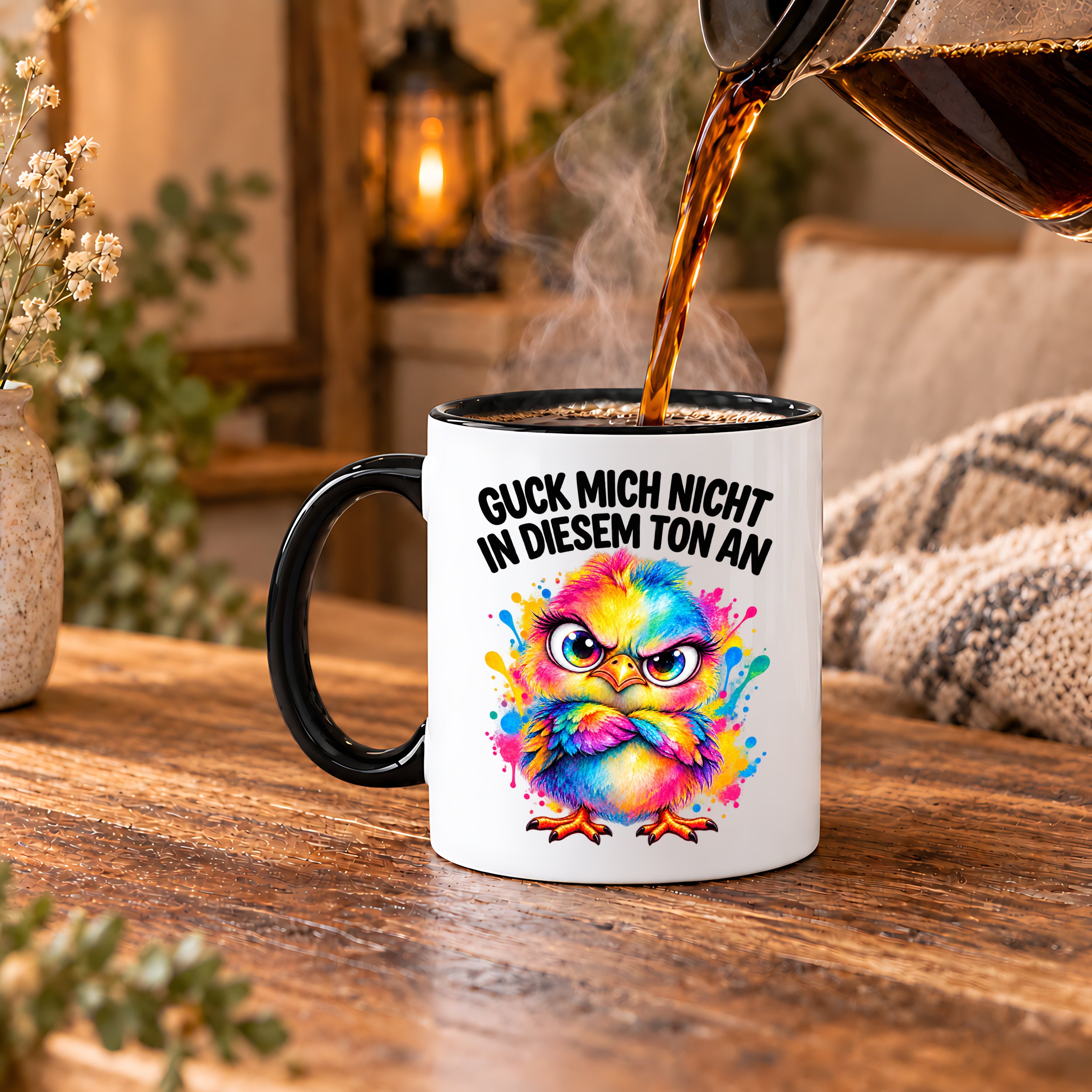 Herzbotschaft Tasse Guck mich nicht so an lustiger Spruch 330 ml