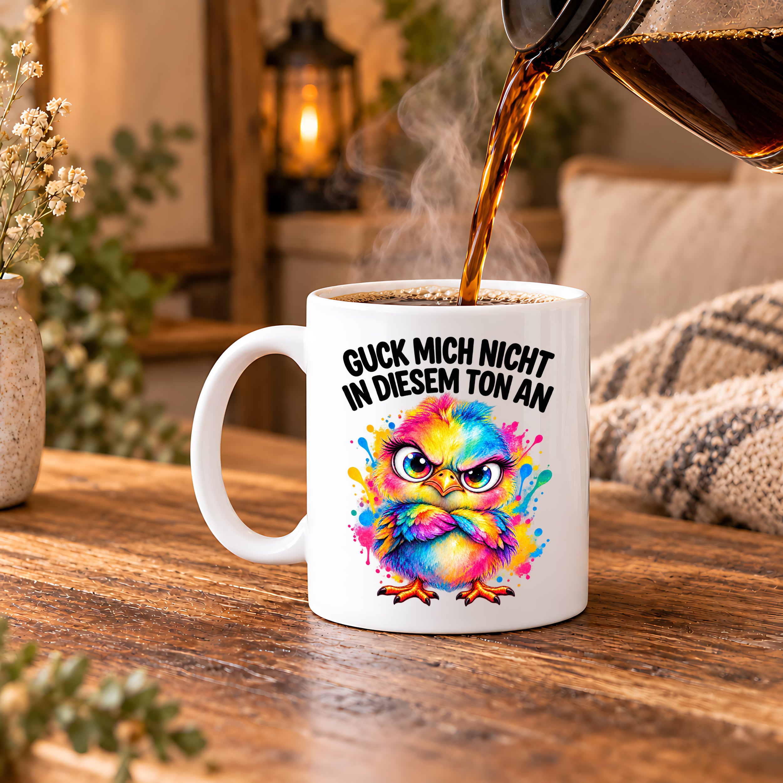 Herzbotschaft Tasse Guck mich nicht so an lustiger Spruch 330 ml