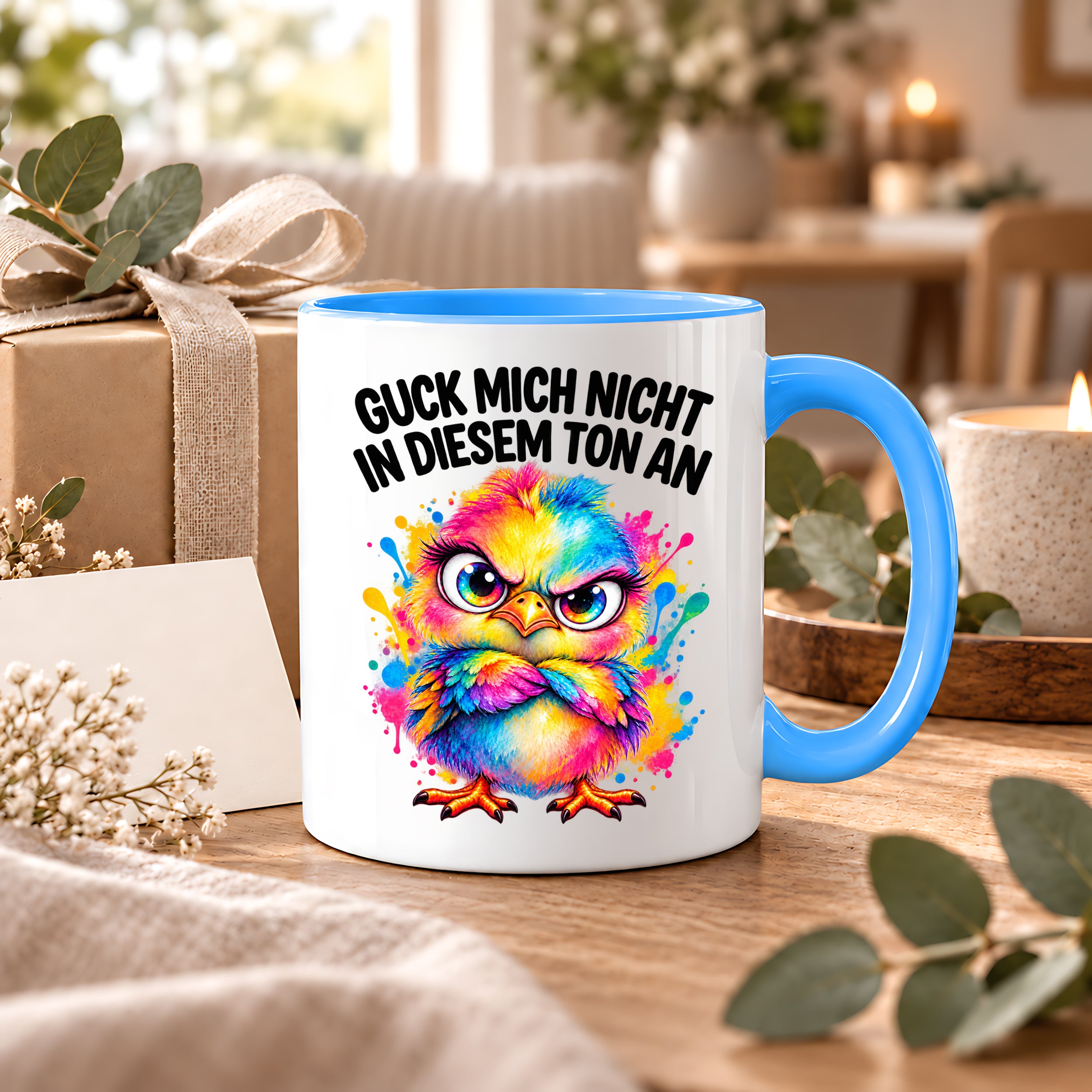 Herzbotschaft Tasse Guck mich nicht so an lustiger Spruch 330 ml