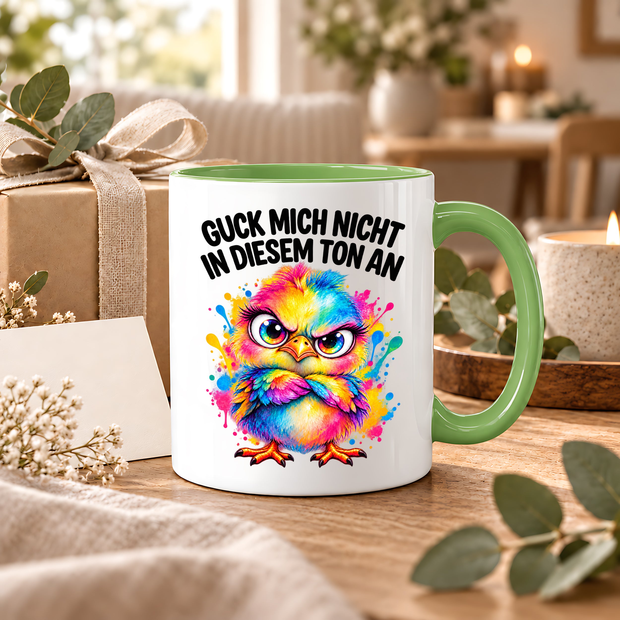 Herzbotschaft Tasse Guck mich nicht so an lustiger Spruch 330 ml