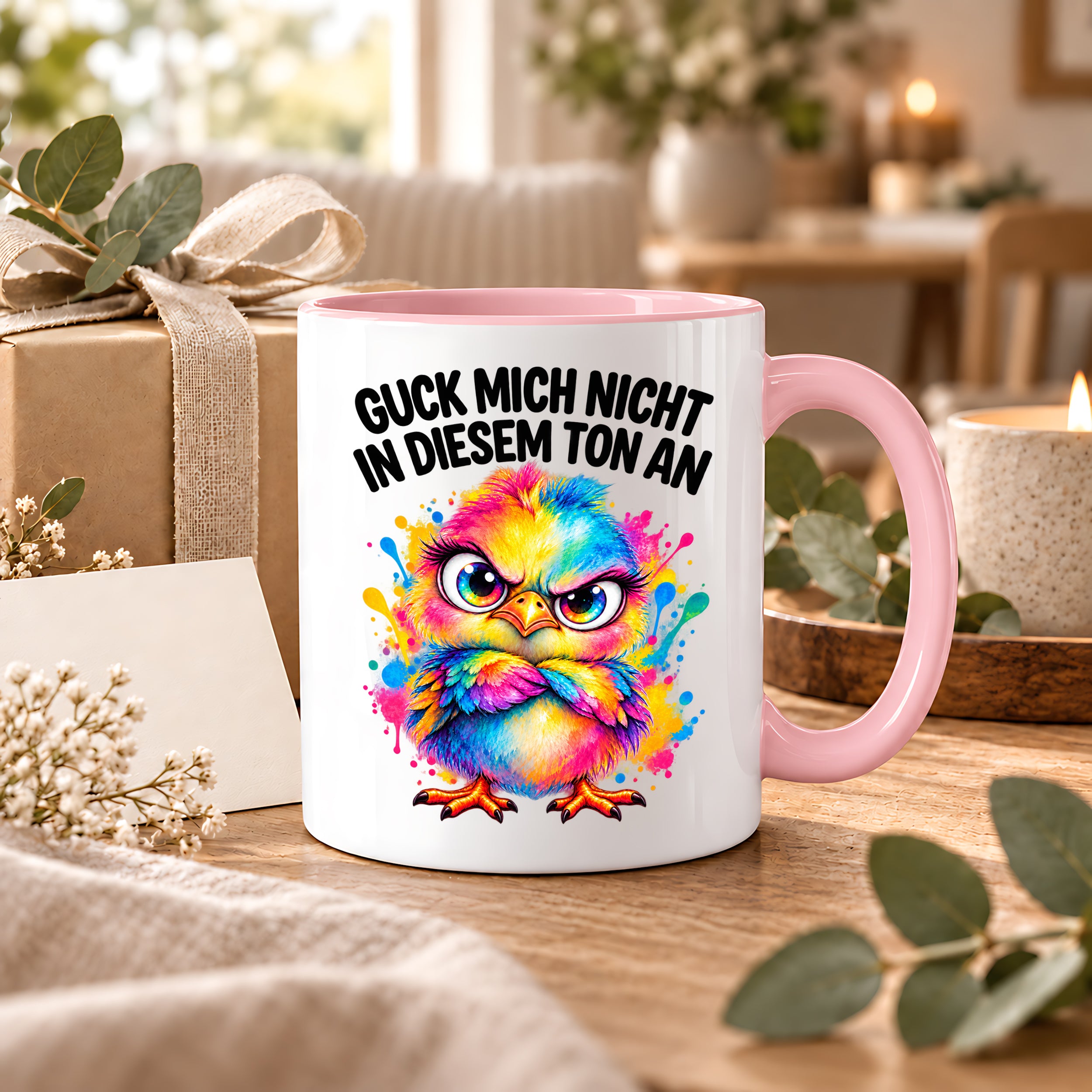 Herzbotschaft Tasse Guck mich nicht so an lustiger Spruch 330 ml