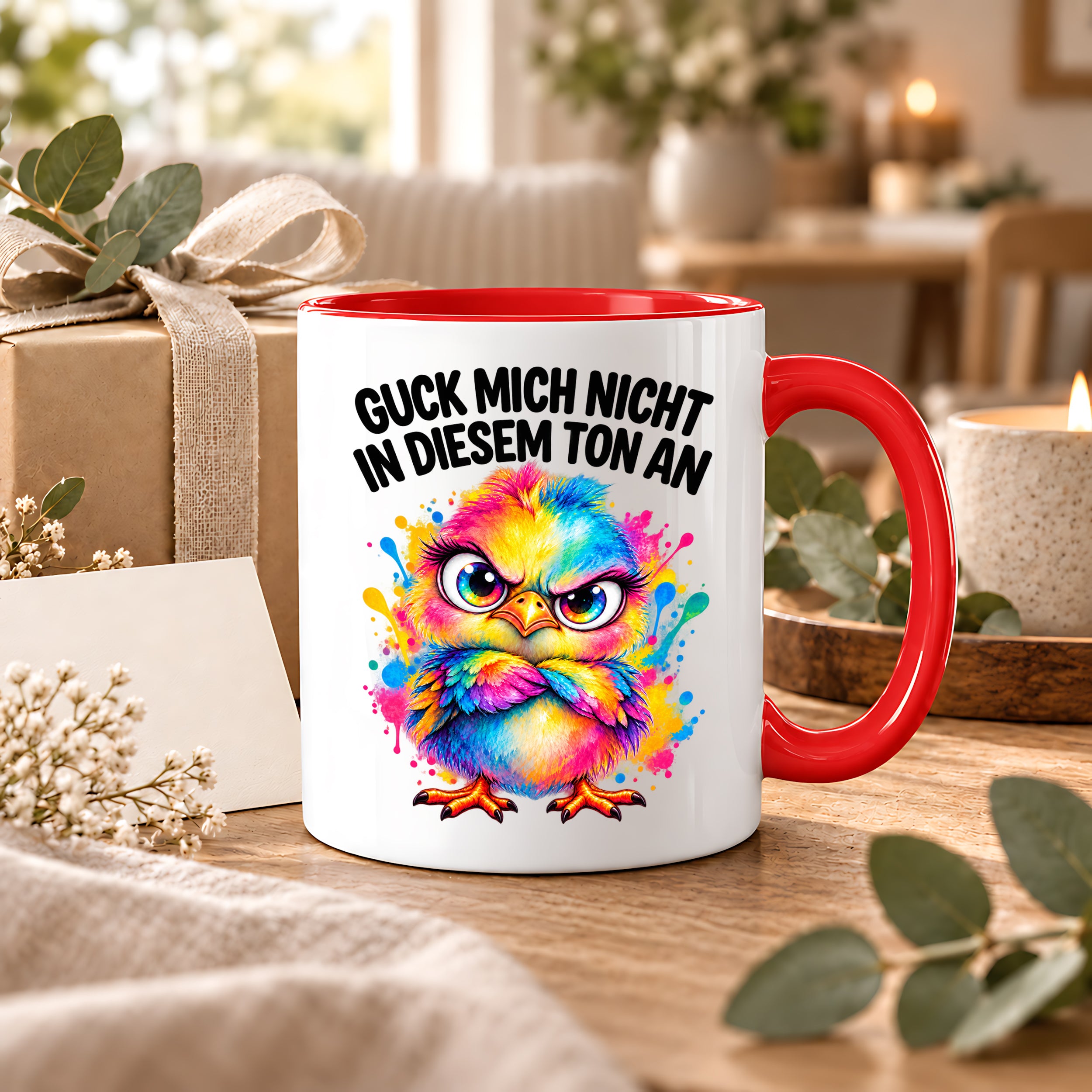 Herzbotschaft Tasse Guck mich nicht so an lustiger Spruch 330 ml