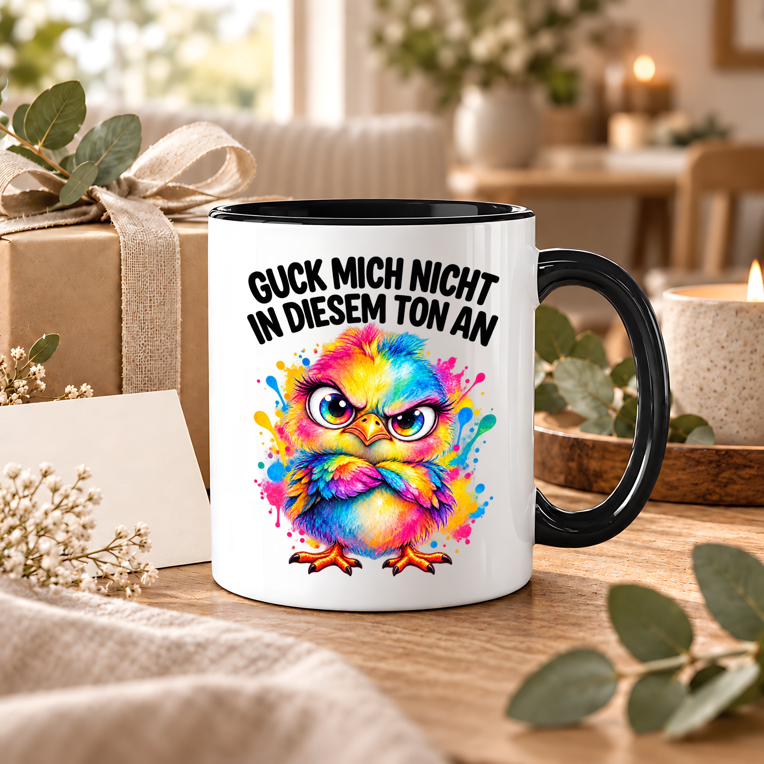 Herzbotschaft Tasse Guck mich nicht so an lustiger Spruch 330 ml