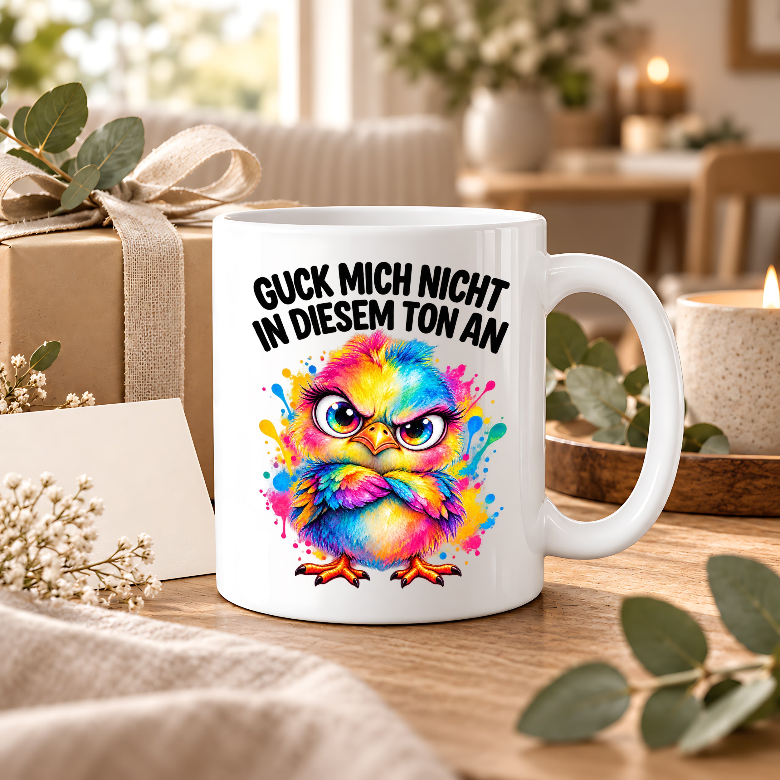 Herzbotschaft Tasse Guck mich nicht so an lustiger Spruch 330 ml