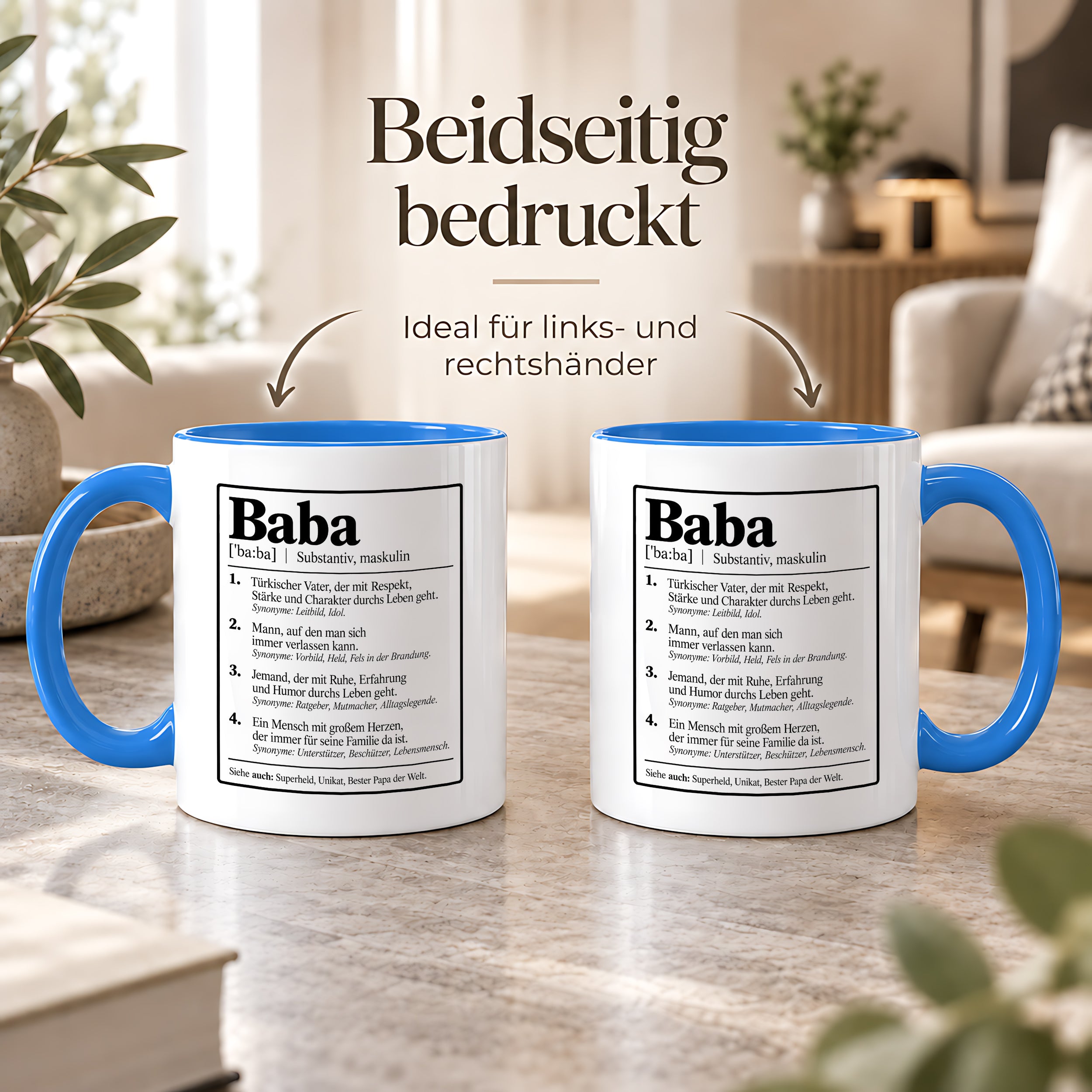 Herzbotschaft Baba Tasse Türkischer Vater Geschenk 330 ml