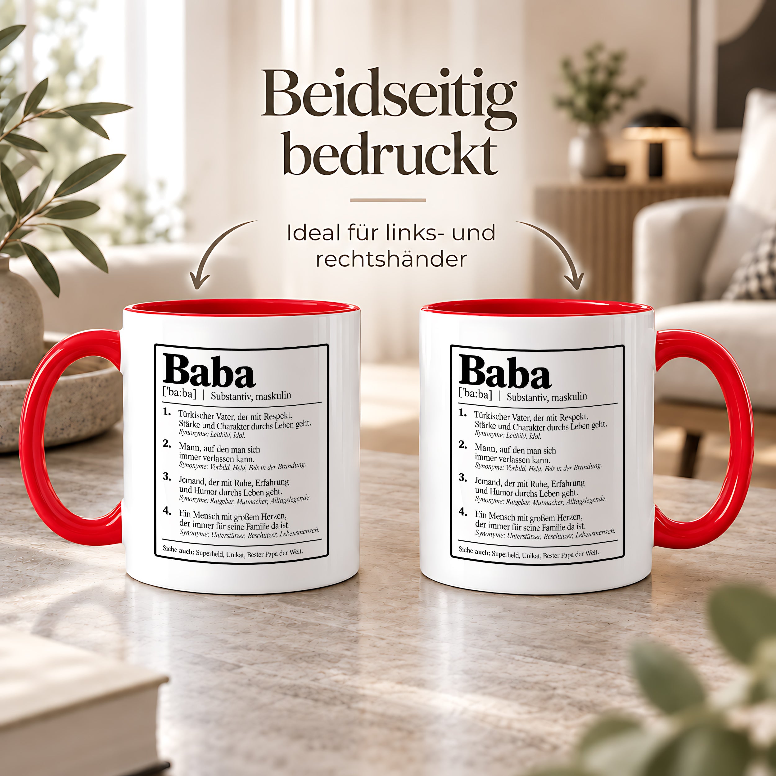 Herzbotschaft Baba Tasse Türkischer Vater Geschenk 330 ml