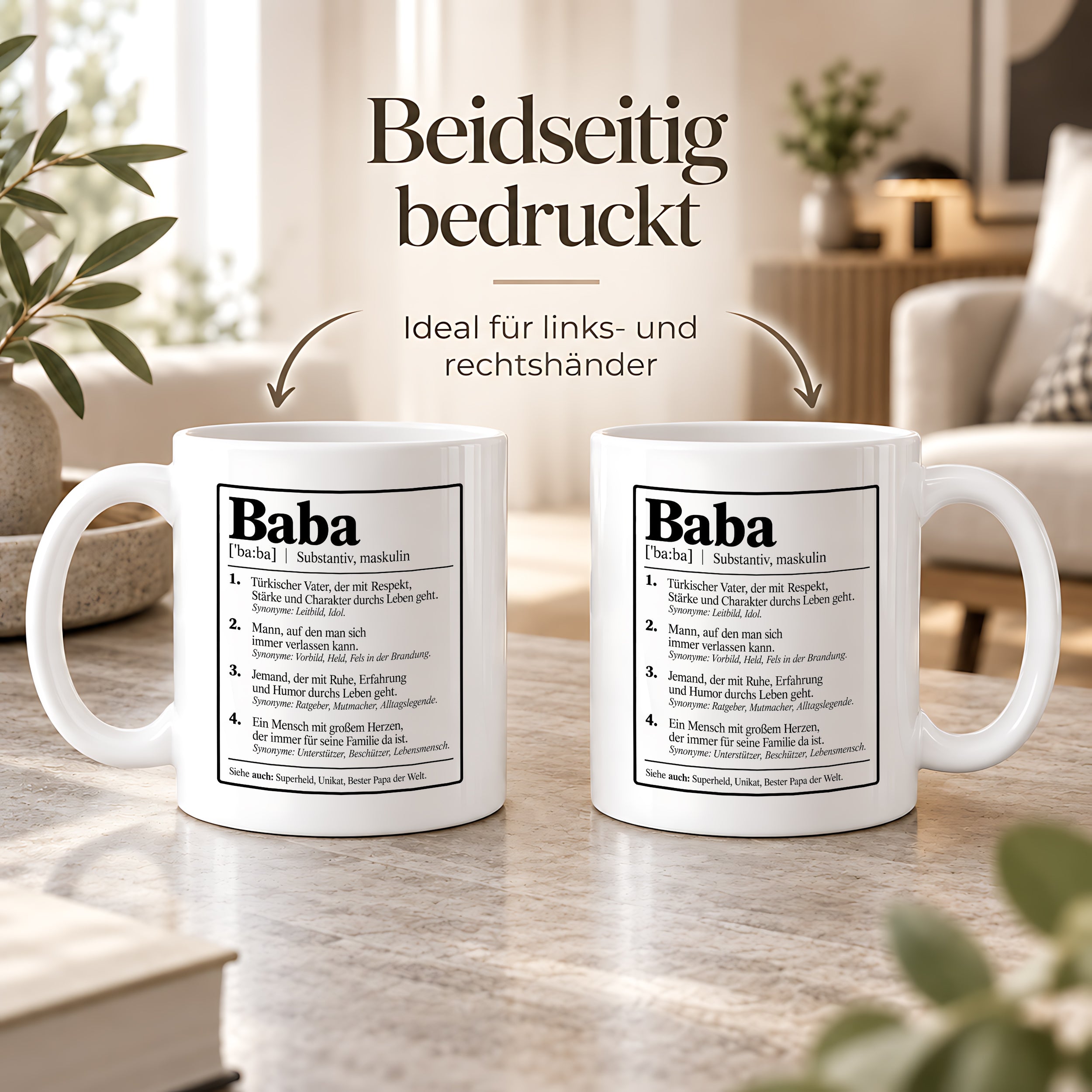 Herzbotschaft Baba Tasse Türkischer Vater Geschenk 330 ml