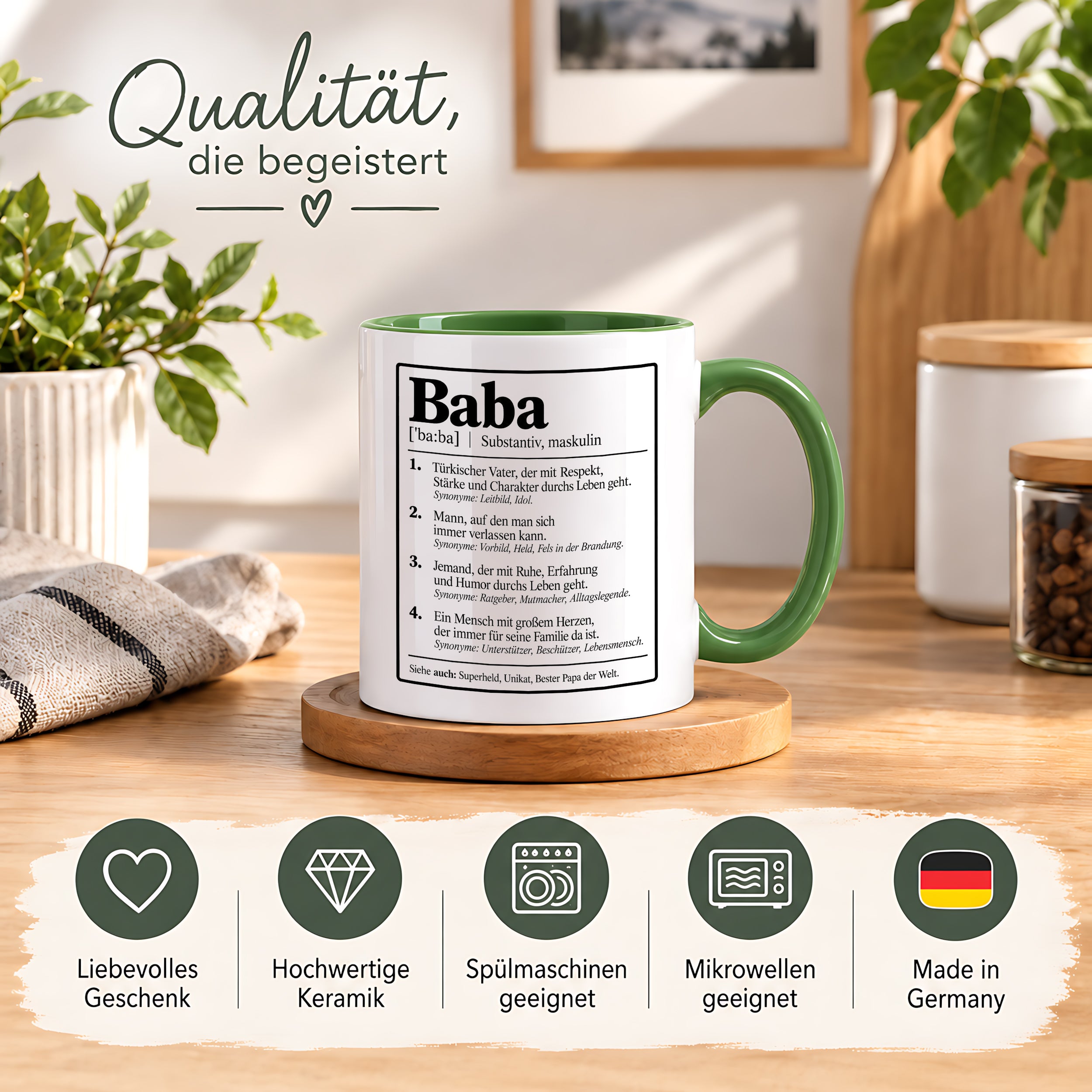Herzbotschaft Baba Tasse Türkischer Vater Geschenk 330 ml