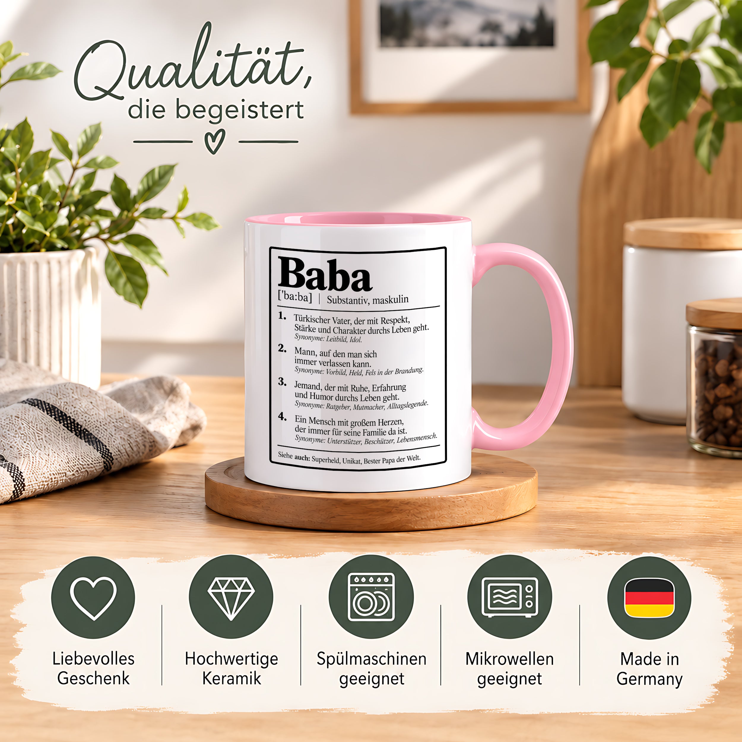 Herzbotschaft Baba Tasse Türkischer Vater Geschenk 330 ml