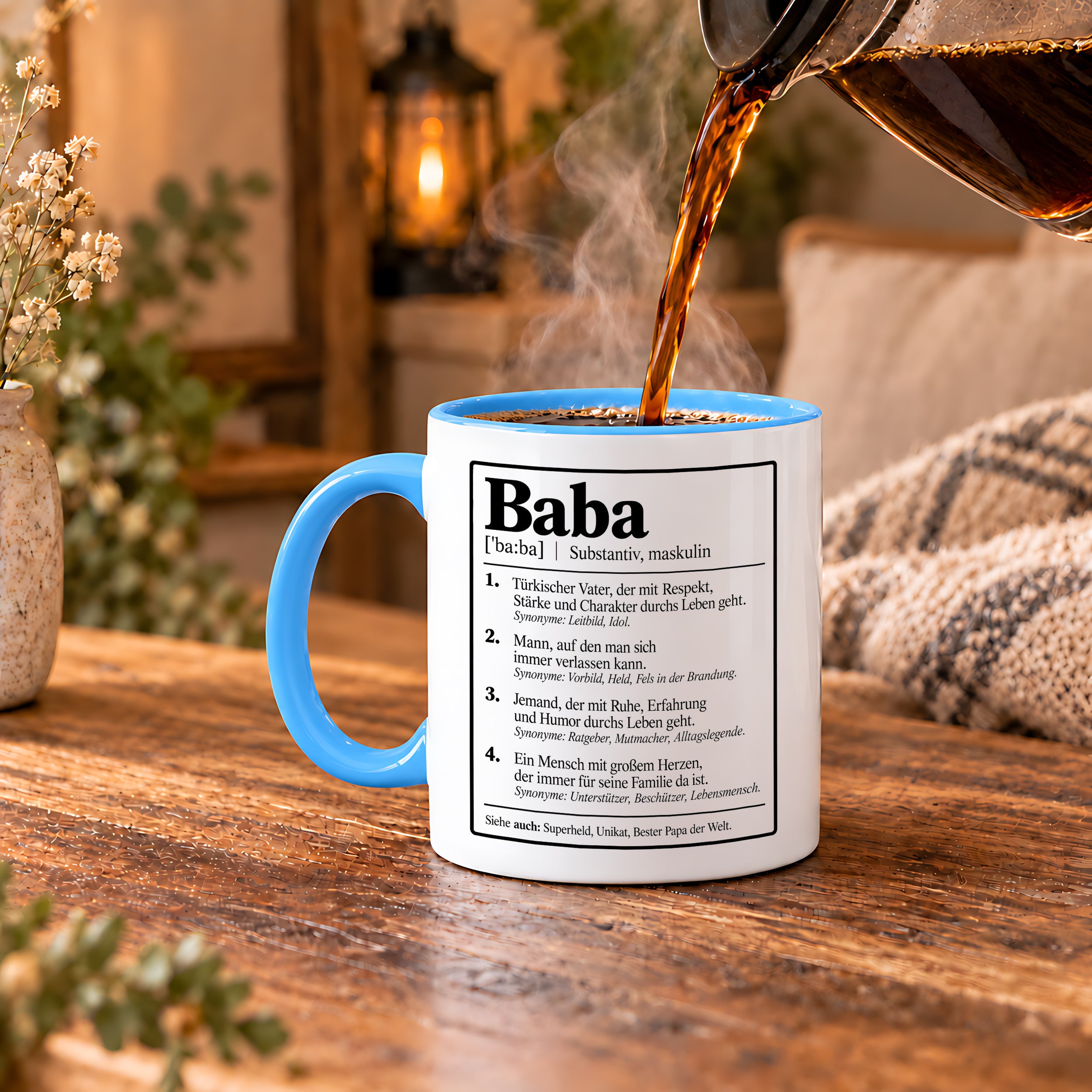 Herzbotschaft Baba Tasse Türkischer Vater Geschenk 330 ml