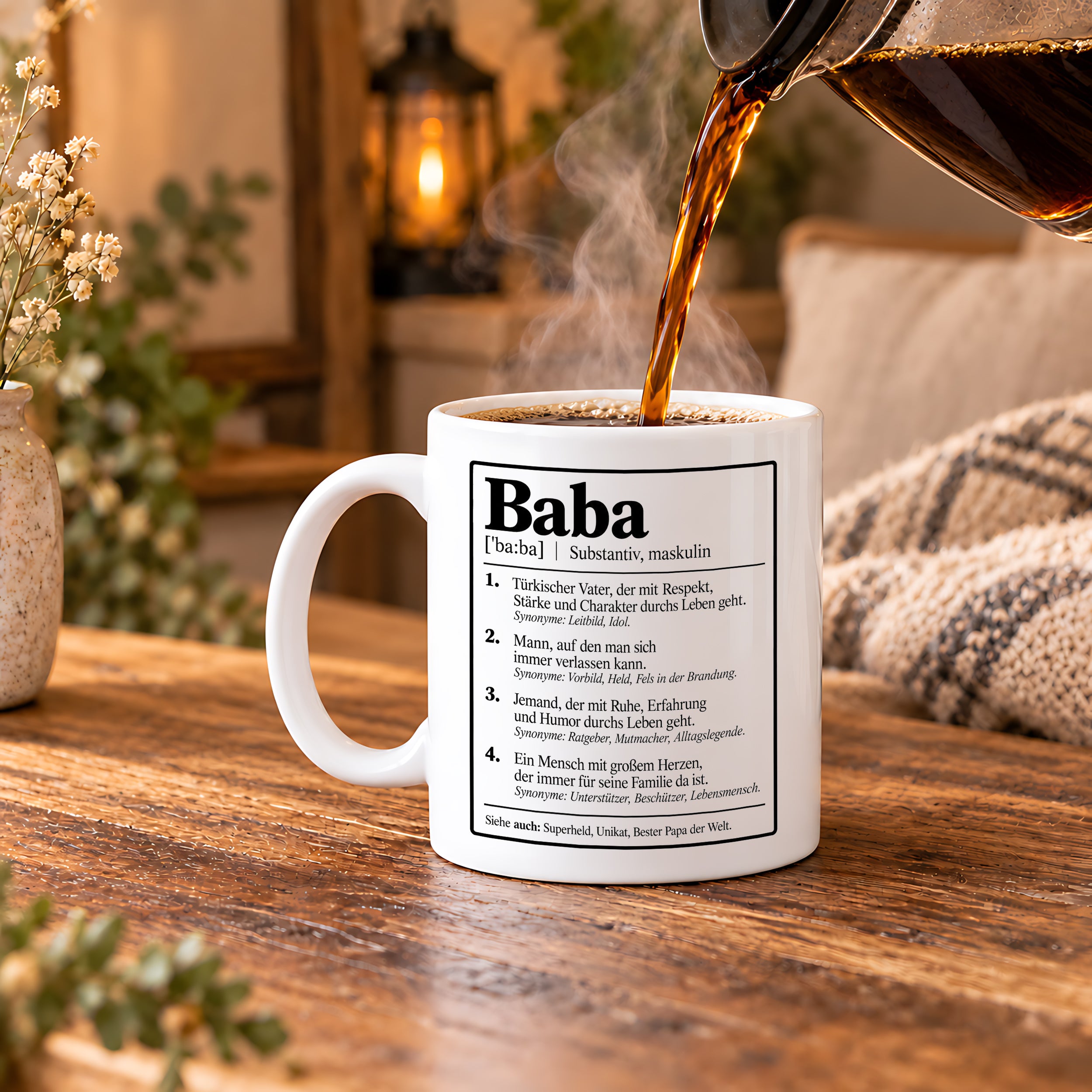 Herzbotschaft Baba Tasse Türkischer Vater Geschenk 330 ml