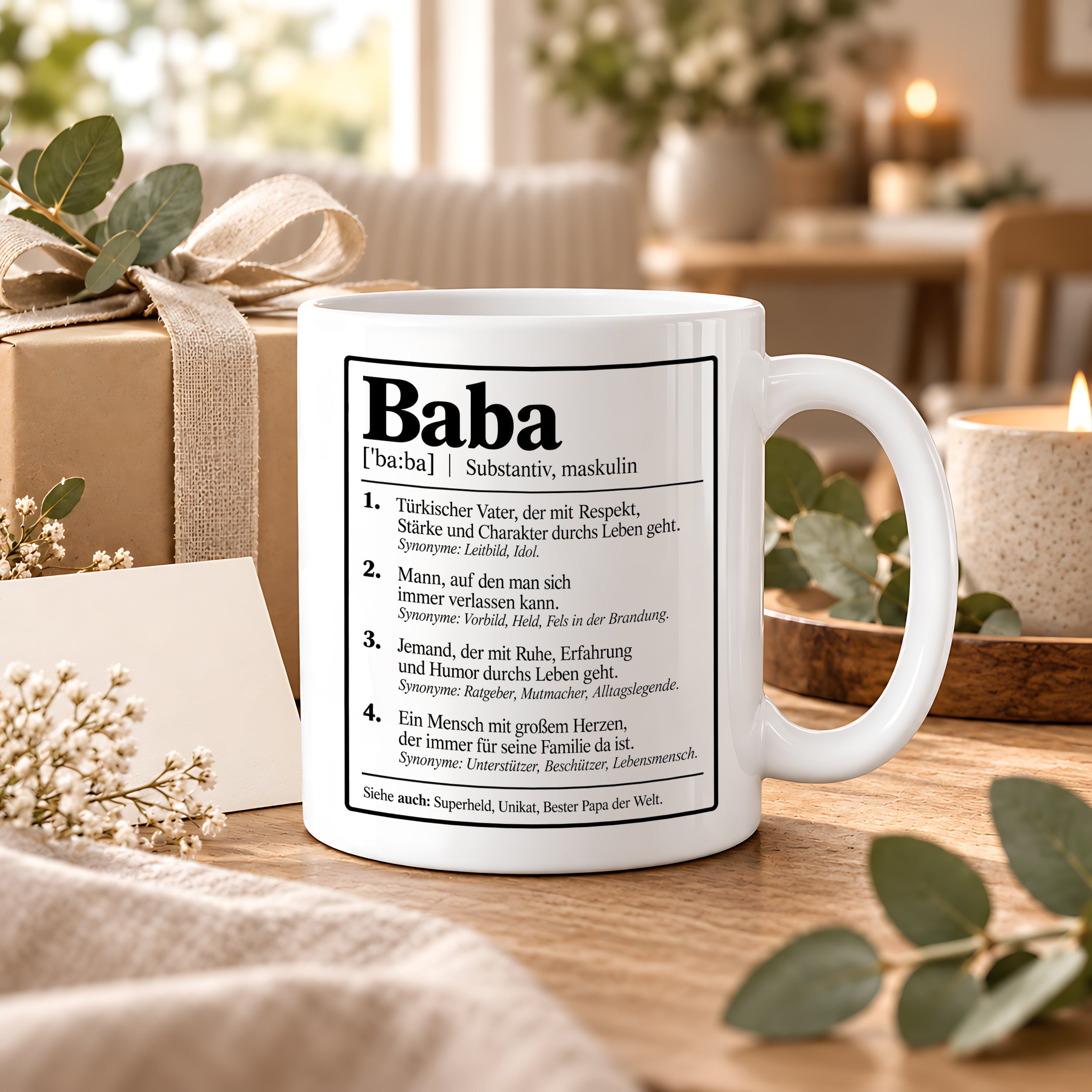 Herzbotschaft Baba Tasse Türkischer Vater Geschenk 330 ml