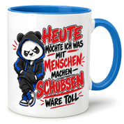 Herzbotschaft Tasse Menschen schubsen lustiger Panda Spruch 330 ml