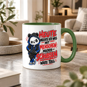 Herzbotschaft Tasse Menschen schubsen lustiger Panda Spruch 330 ml