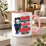 Herzbotschaft Tasse Menschen schubsen lustiger Panda Spruch 330 ml