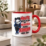 Herzbotschaft Tasse Menschen schubsen lustiger Panda Spruch 330 ml