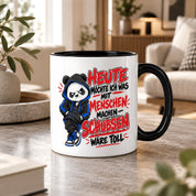 Herzbotschaft Tasse Menschen schubsen lustiger Panda Spruch 330 ml