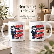 Herzbotschaft Tasse Menschen schubsen lustiger Panda Spruch 330 ml
