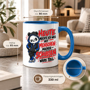 Herzbotschaft Tasse Menschen schubsen lustiger Panda Spruch 330 ml