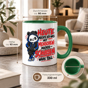 Herzbotschaft Tasse Menschen schubsen lustiger Panda Spruch 330 ml